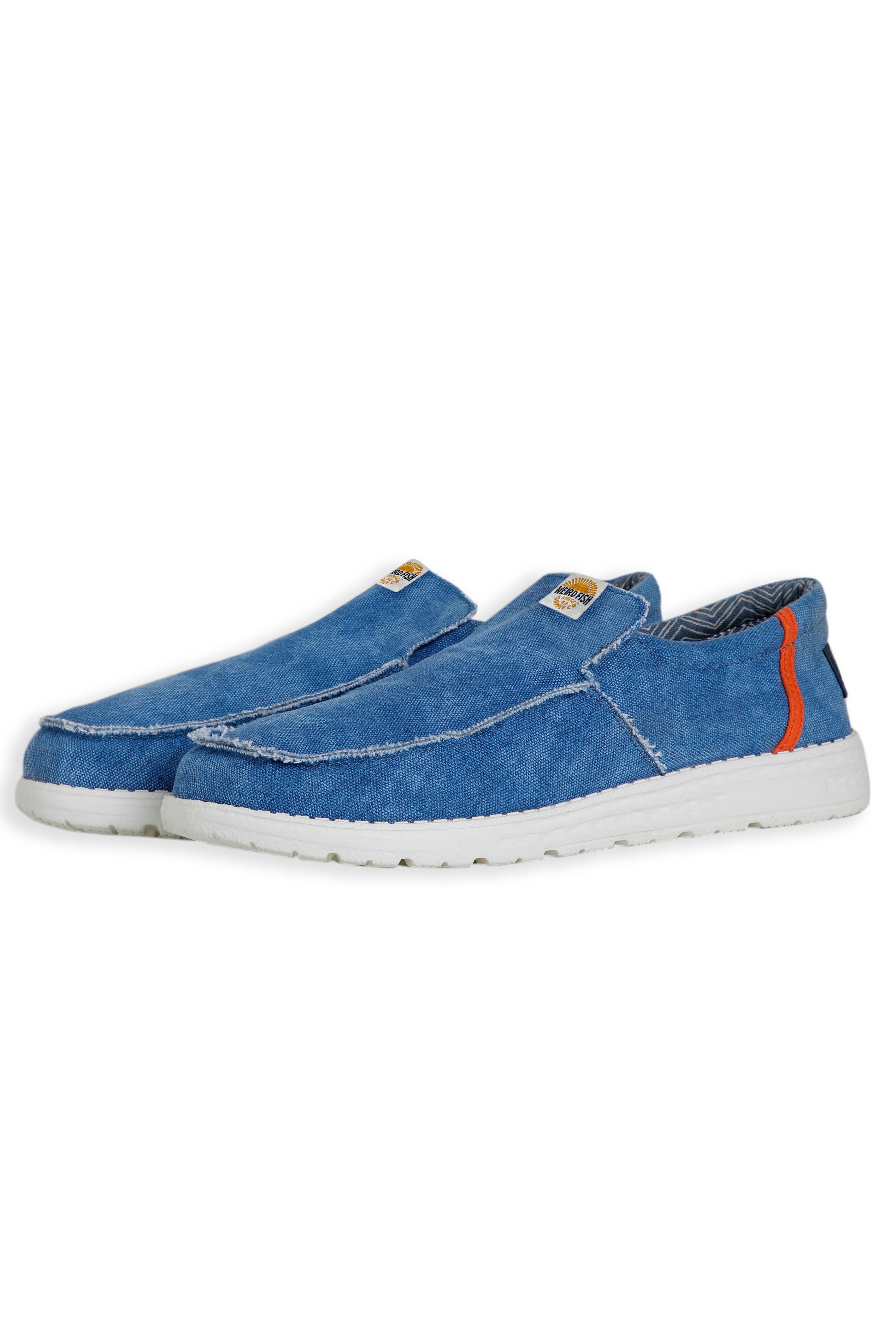 Weird Fish Shoal Washed Canvas Lightweight Slip On Shoes in Denim