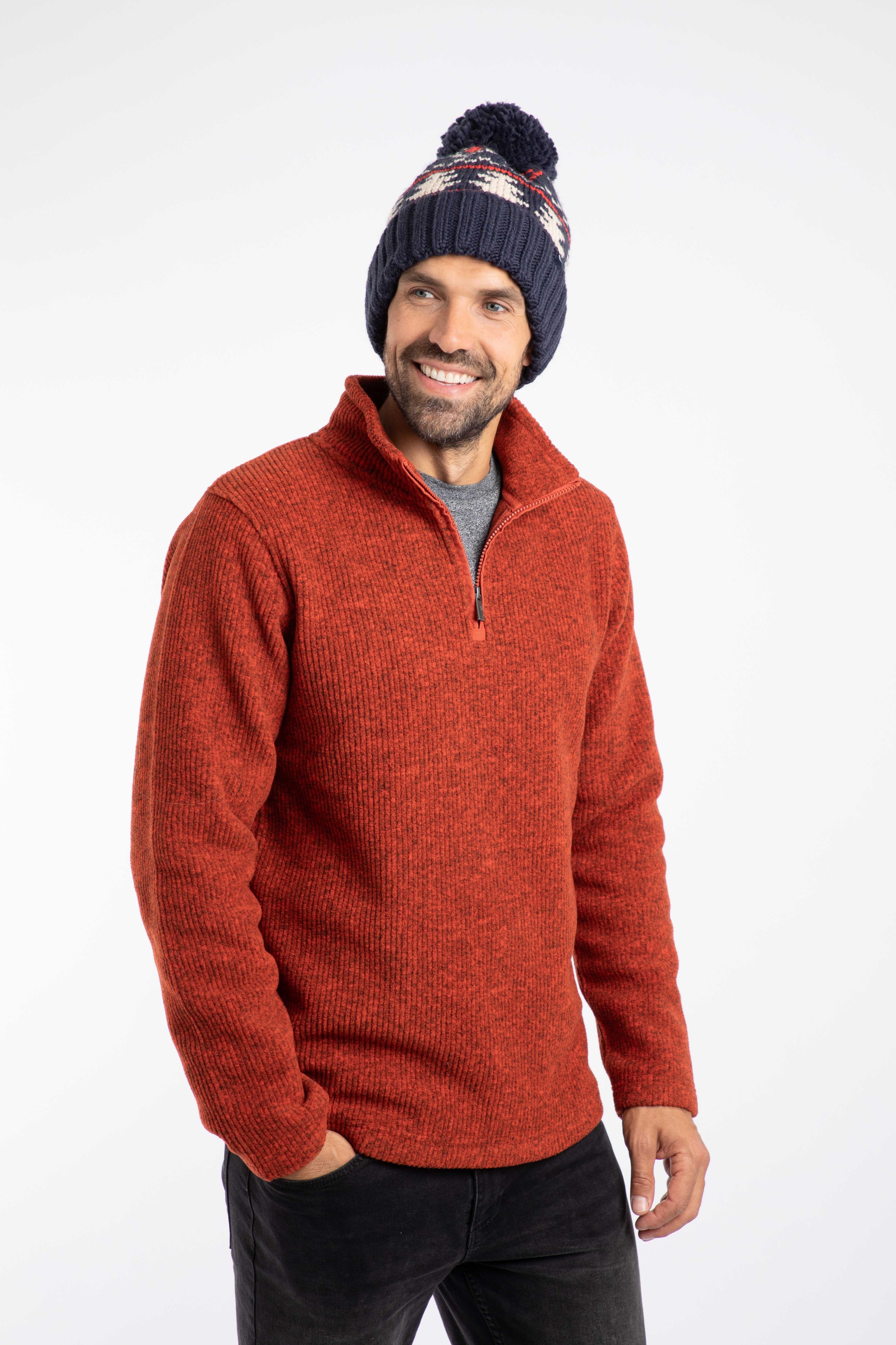 Weird Fish Scotsdale Fair Isle Bobble Hat in Navy