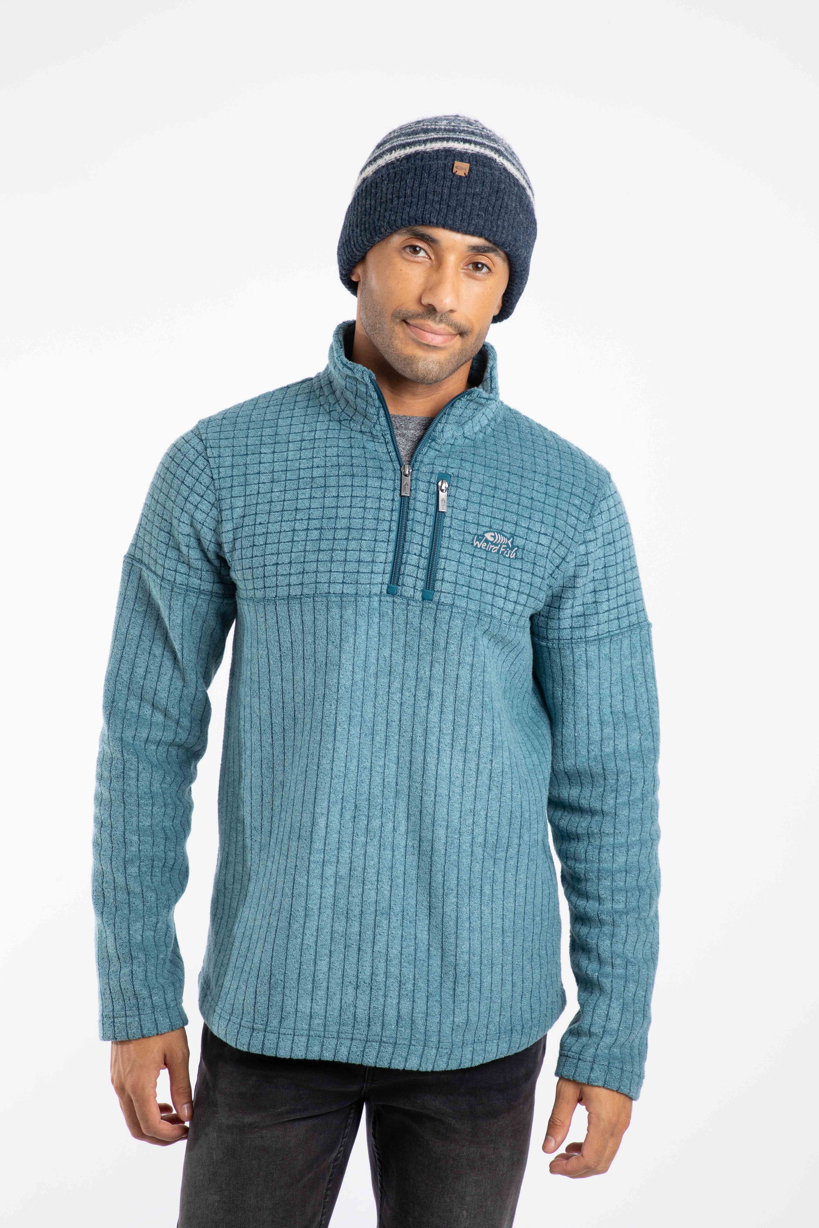 Weird Fish Rodi Fine Fair Isle Beanie in Navy