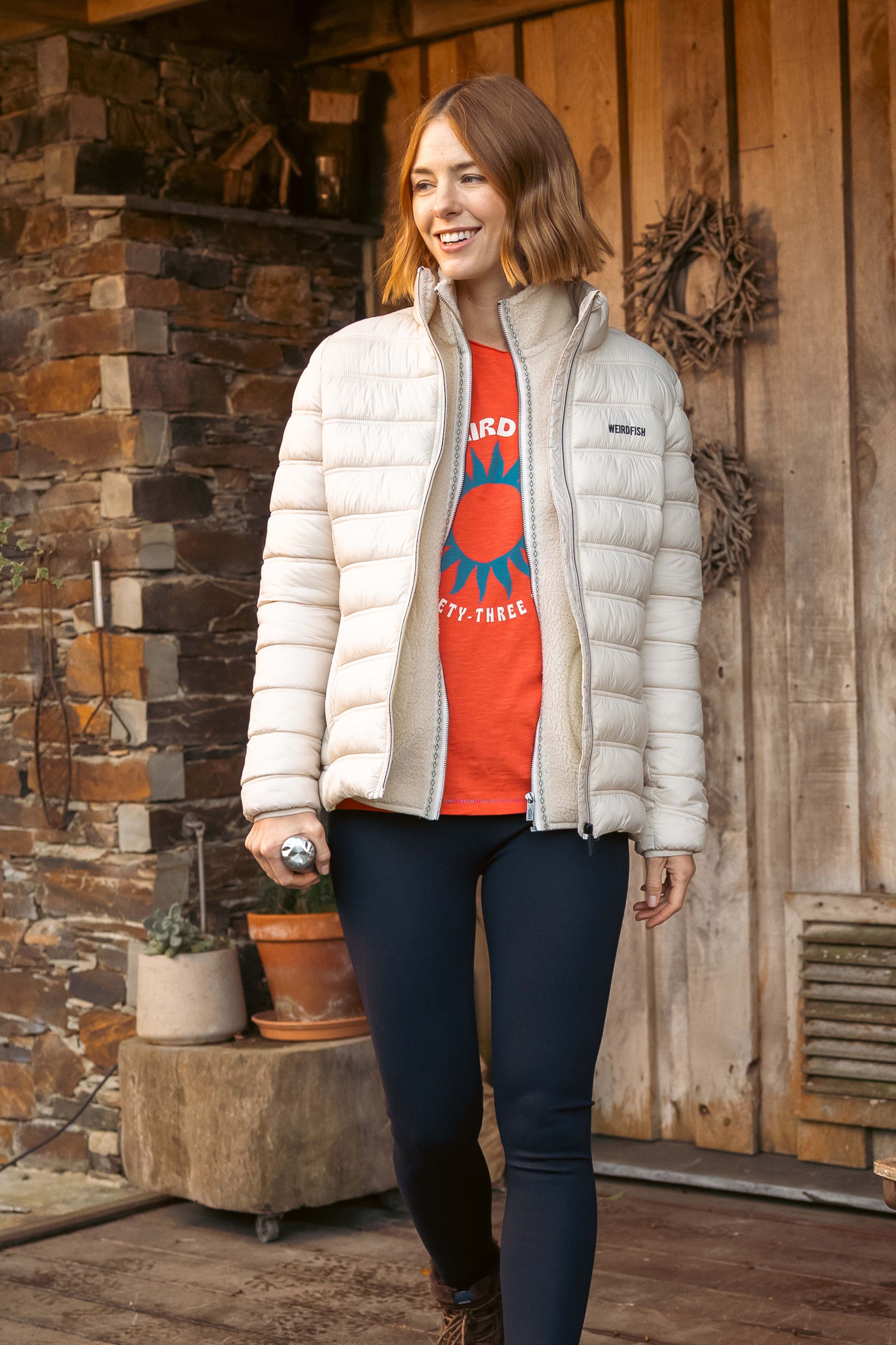 Weird Fish Travellia Lightweight Showerproof Padded Jacket in Egg Shell