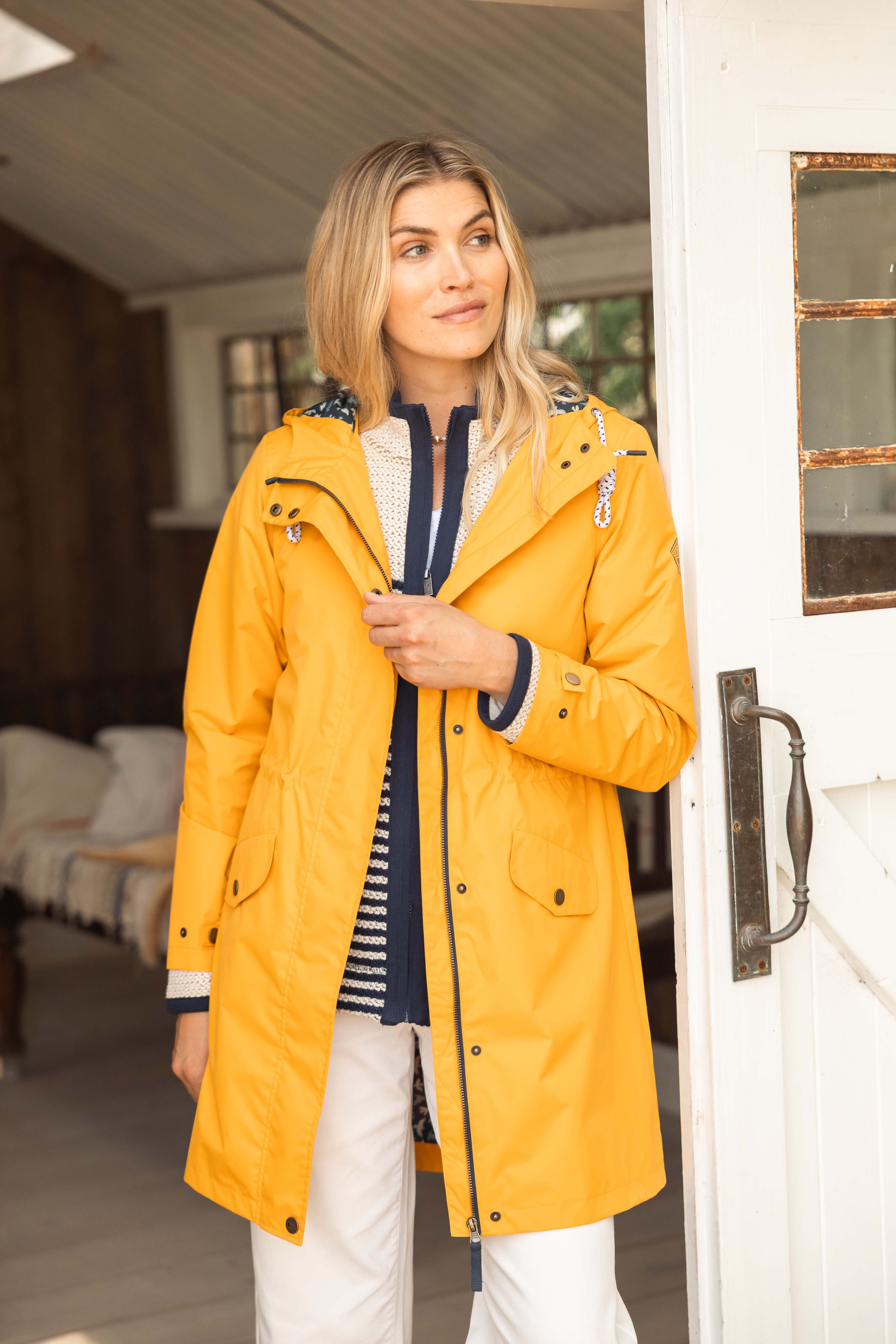 Weird Fish Delara Waterproof Jacket in Mustard