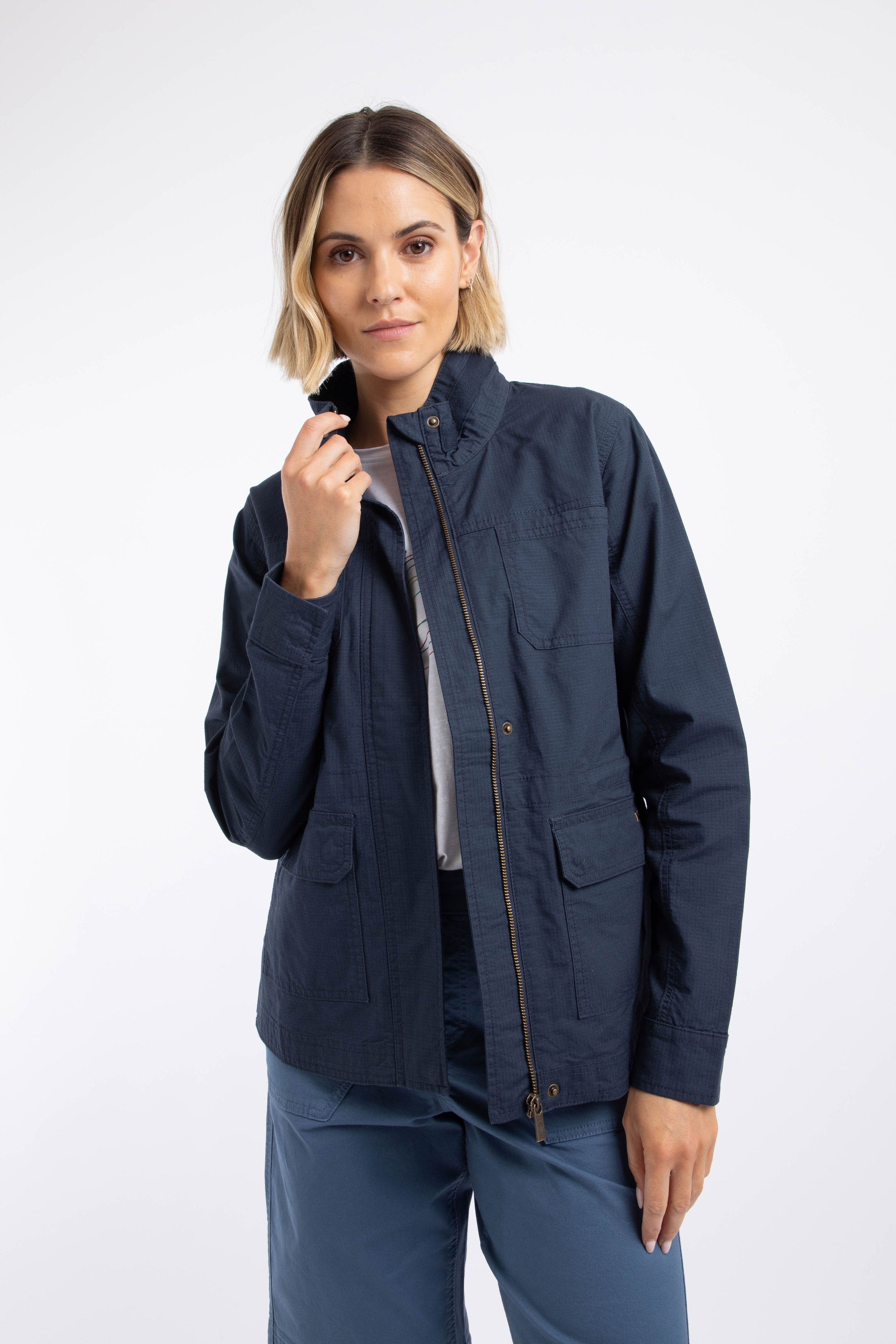 Weird Fish Kelia Utility Jacket in Navy