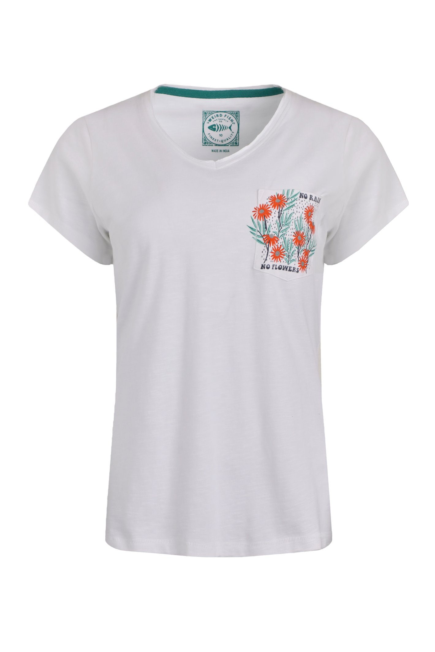 Weird Fish No Rain No Flowers Organic Cotton Slub Pocket T-Shirt - Picture 9 of 14