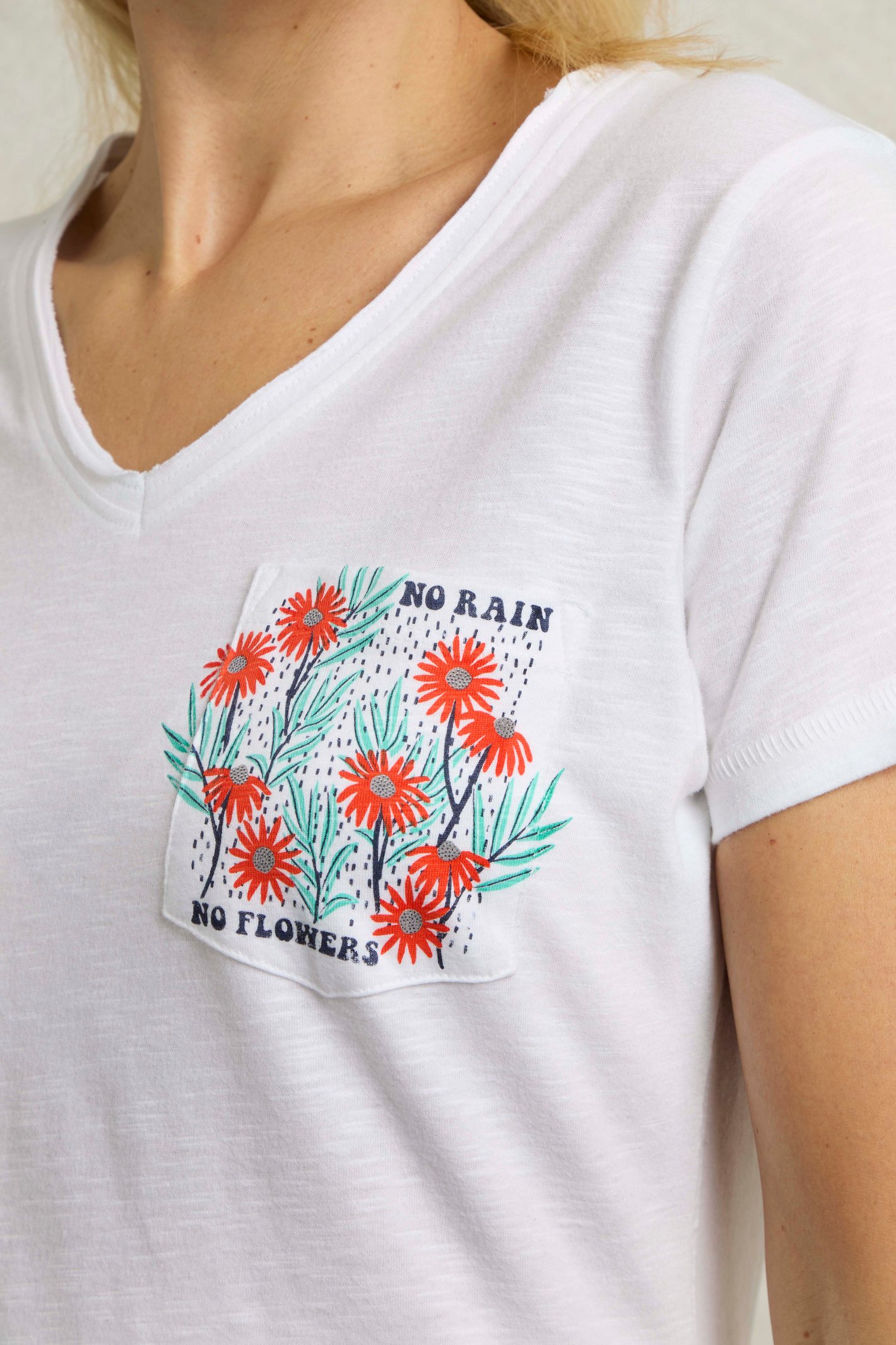 Weird Fish No Rain No Flowers Organic Cotton Slub Pocket T-Shirt - Picture 12 of 14