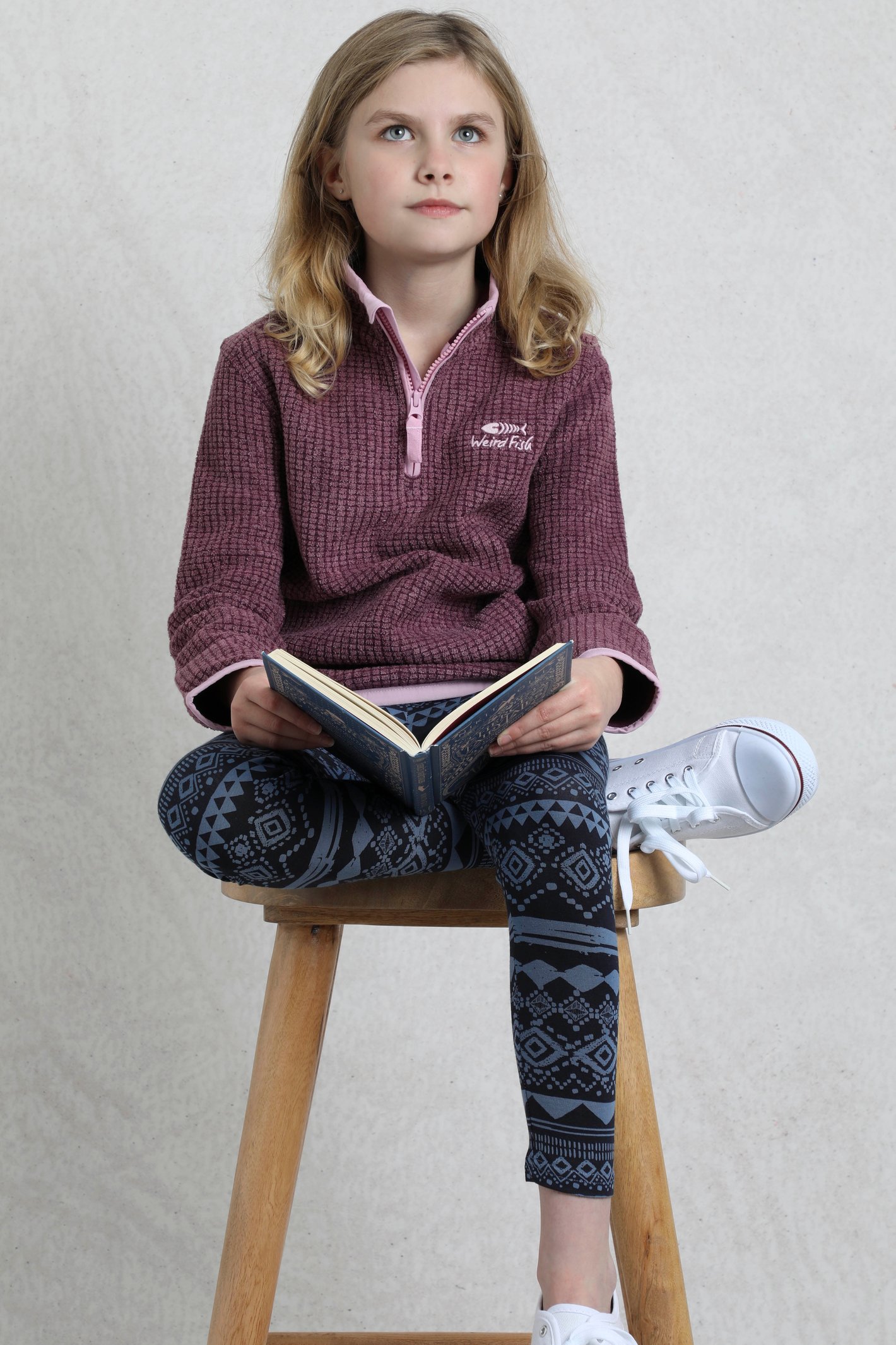 Weird Fish Archie Unisex Kids Eco 1/4 Zip Grid Fleece - Picture 7 of 39