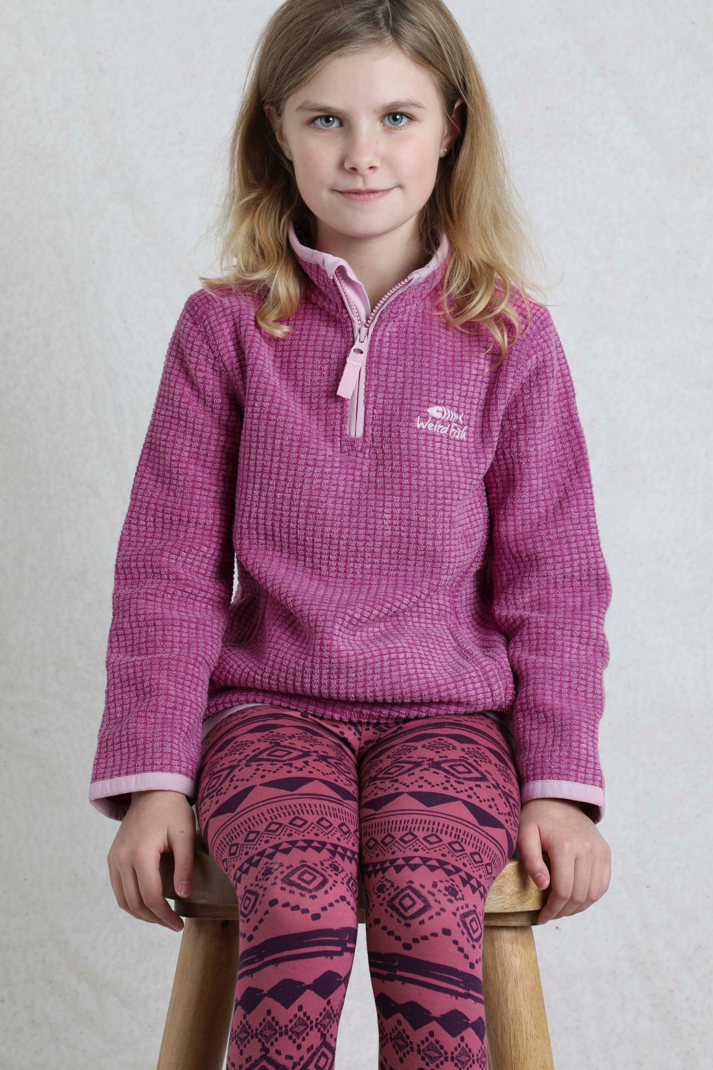 Weird Fish Archie Unisex Kids Eco 1/4 Zip Grid Fleece - Picture 18 of 39