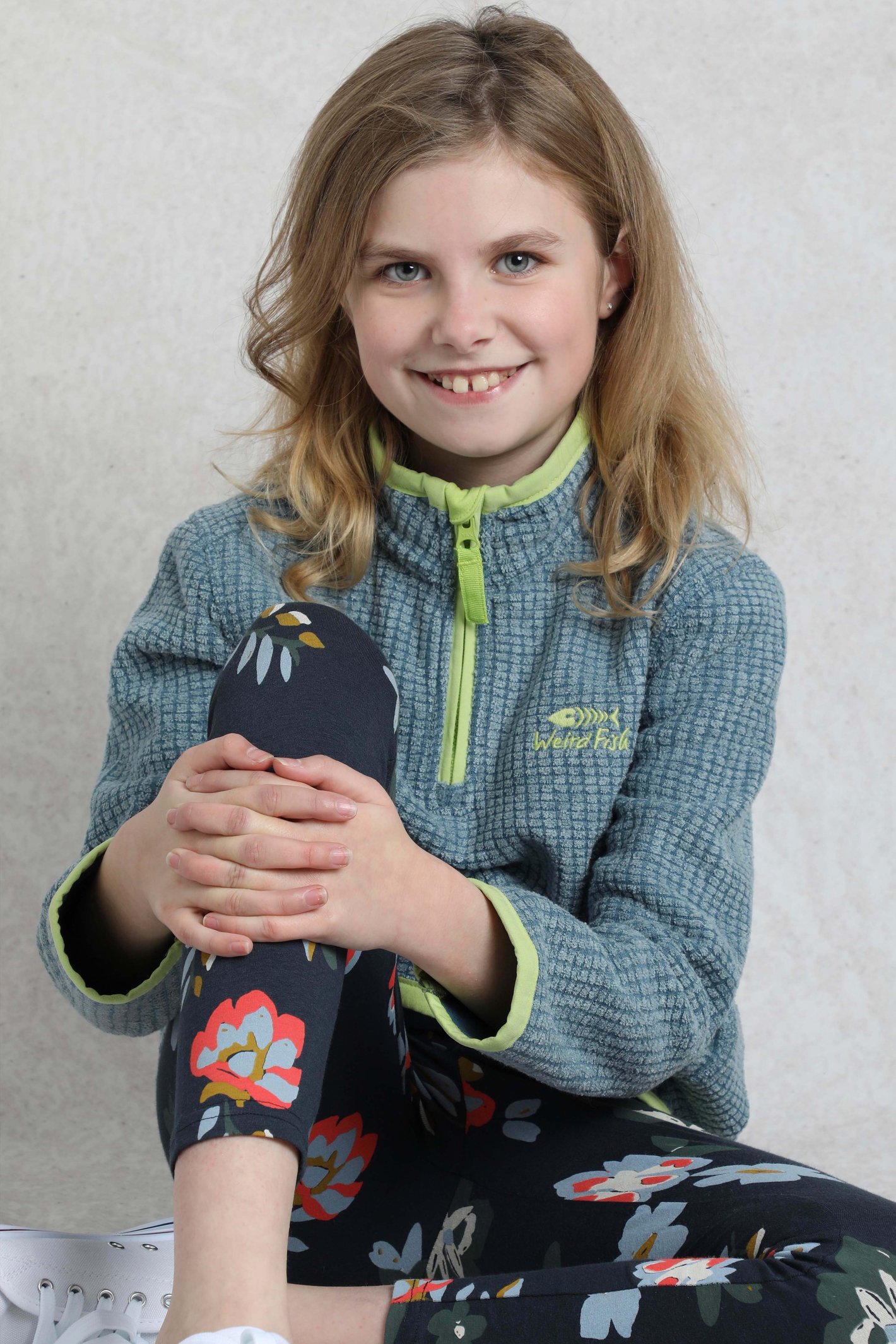 Weird Fish Archie Unisex Kids Eco 1/4 Zip Grid Fleece - Picture 35 of 39