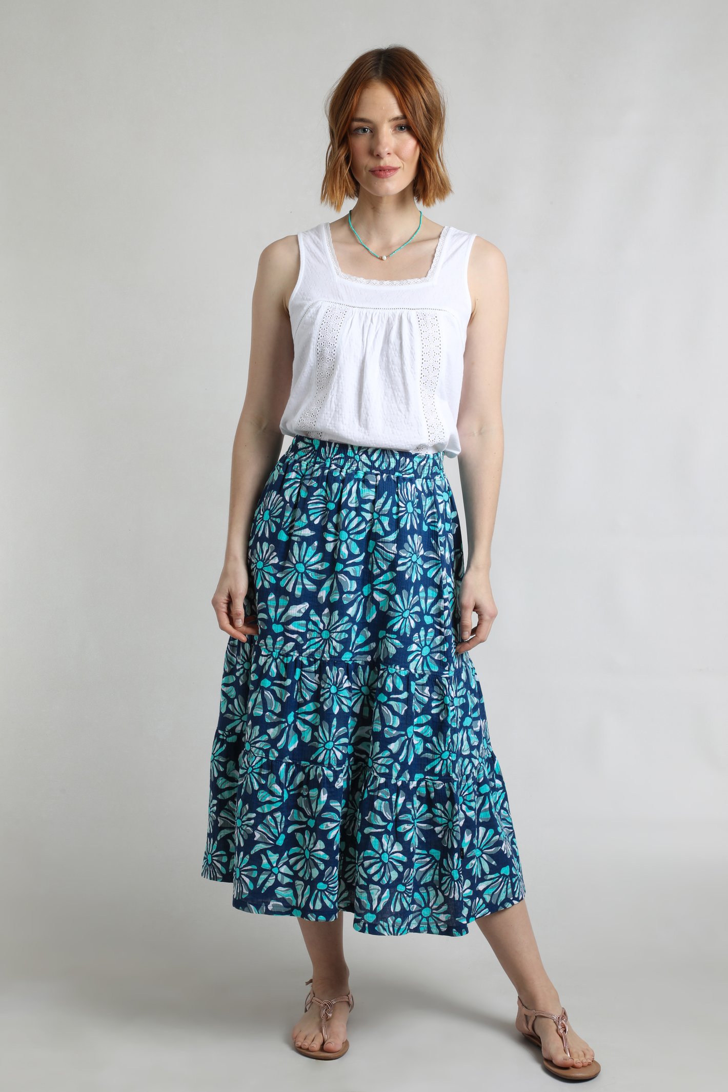 Weird Fish Harini Organic Cotton Double Cloth Printed Midi Skirt - Picture 11 of 14