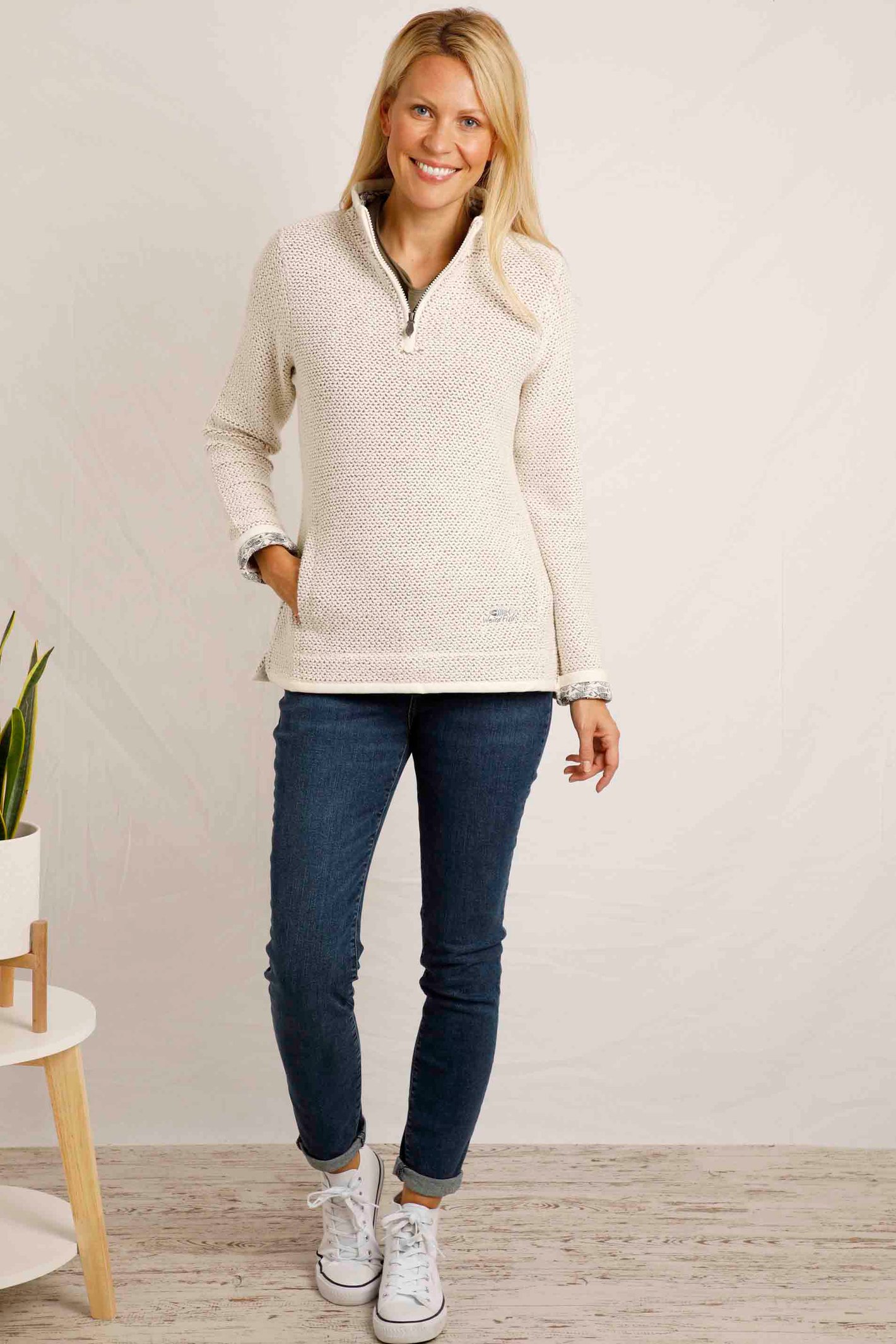 Weird Fish Aria 1/4 Zip Eco Macaroni Sweatshirt - Picture 5 of 22