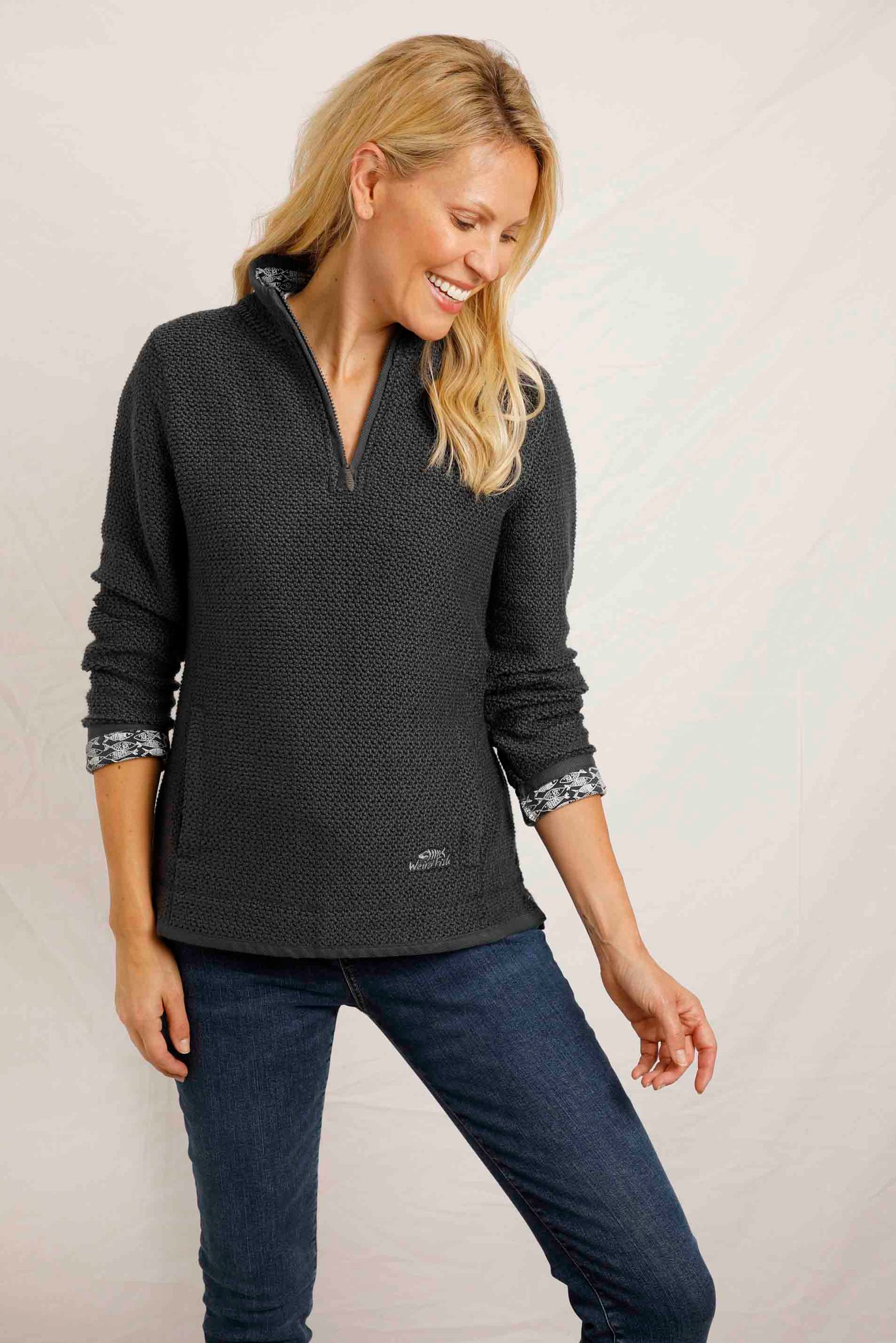 Weird Fish Aria 1/4 Zip Eco Macaroni Sweatshirt - Picture 14 of 22