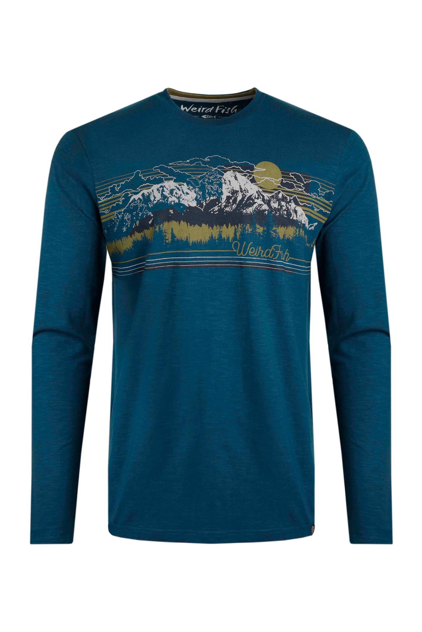 Weird Fish Skyscape Organic Long Sleeve Graphic T-Shirt Cobalt Blue Size XL