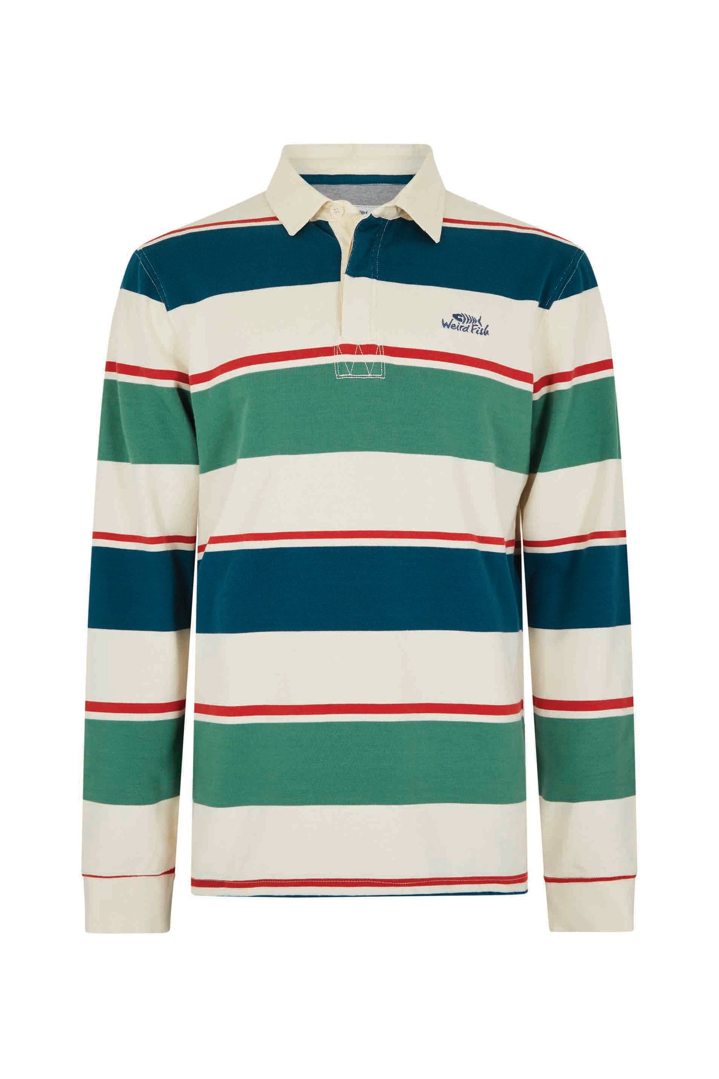 Weird Fish Laxton Organic Long Sleeve Stripe Rugby Shirt Ecru Size 5XL