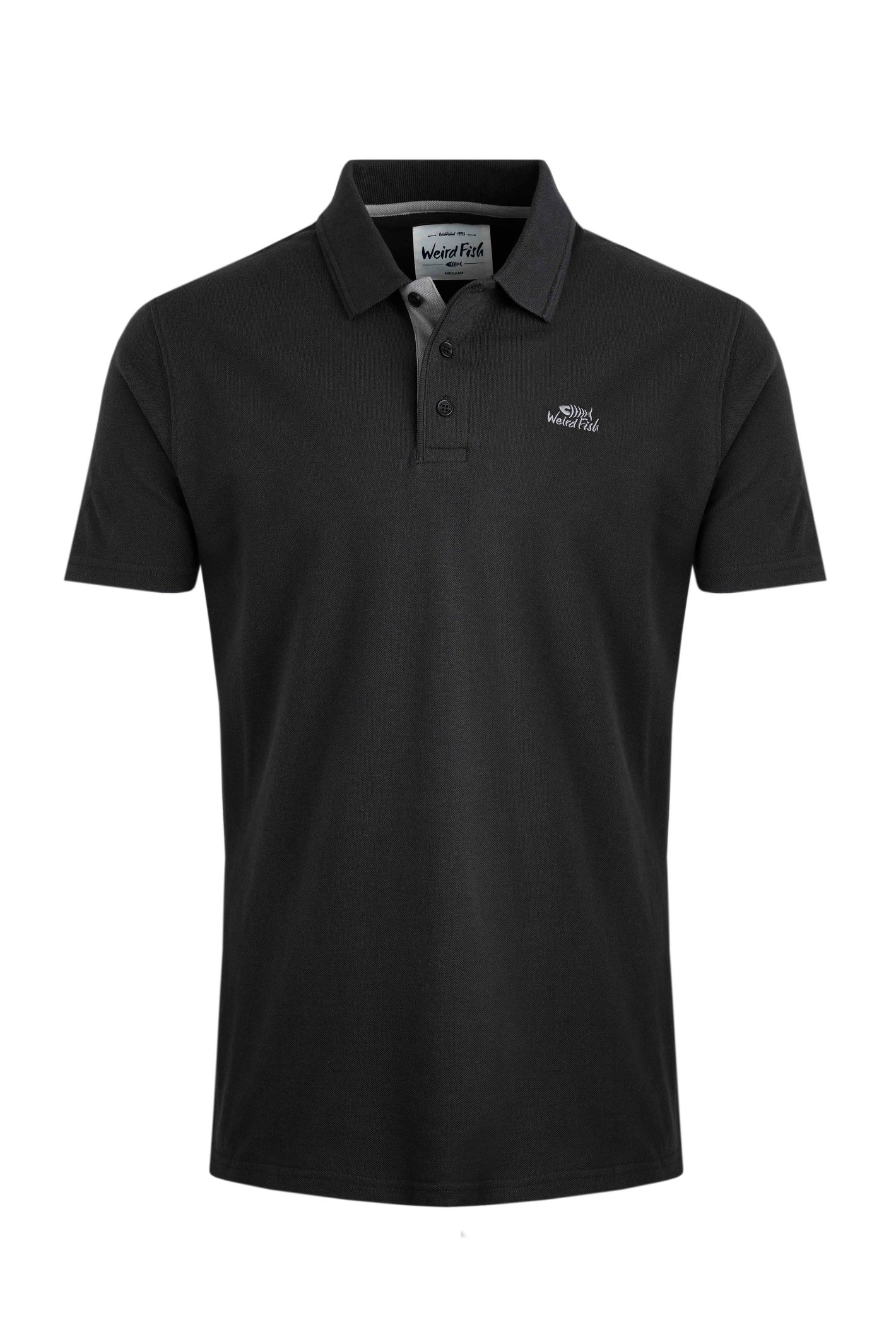 Weird Fish Miles Organic Pique Polo Washed Black Size 3XL