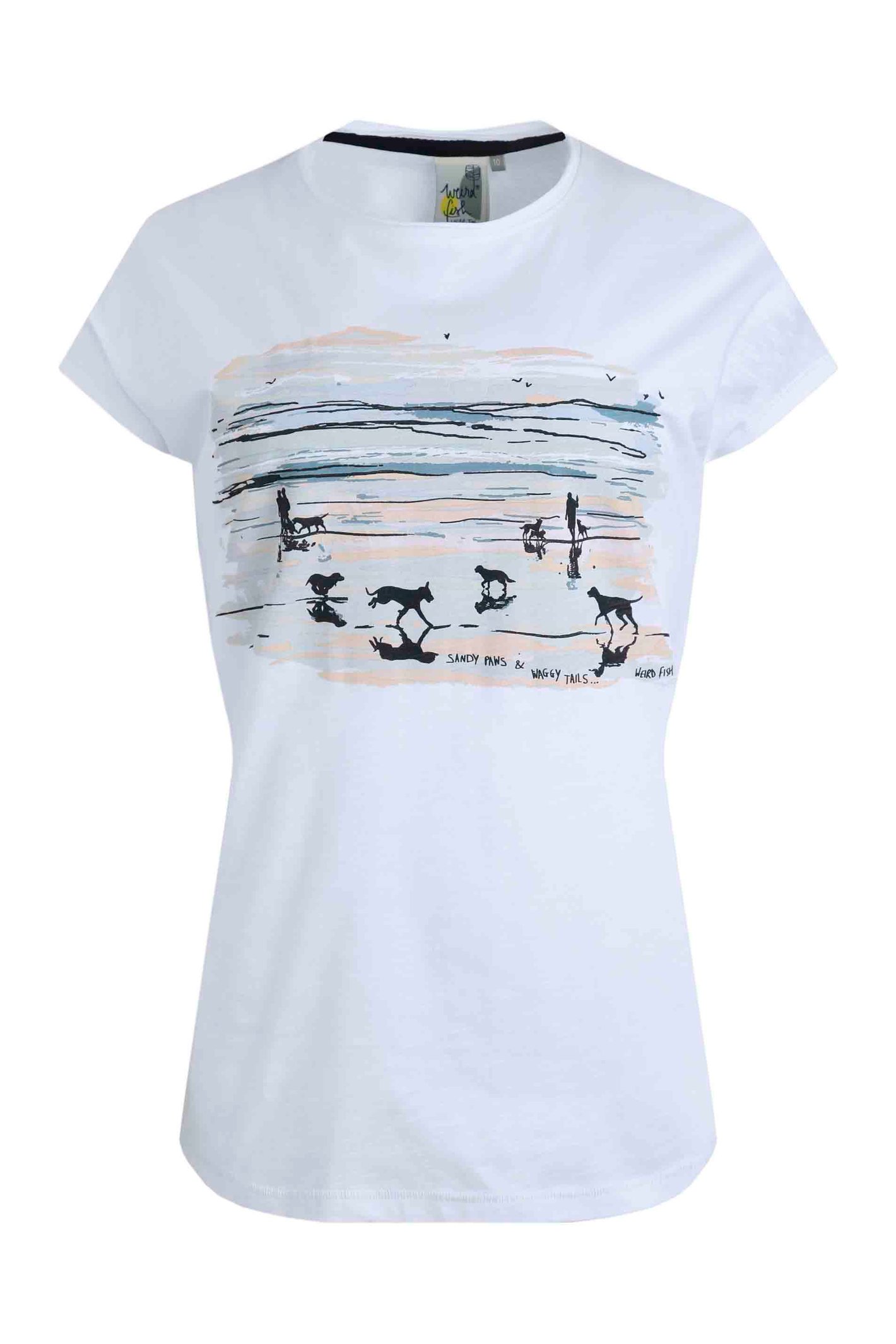 Weird Fish Beach Strolls Organic Graphic T-Shirt White Size 22