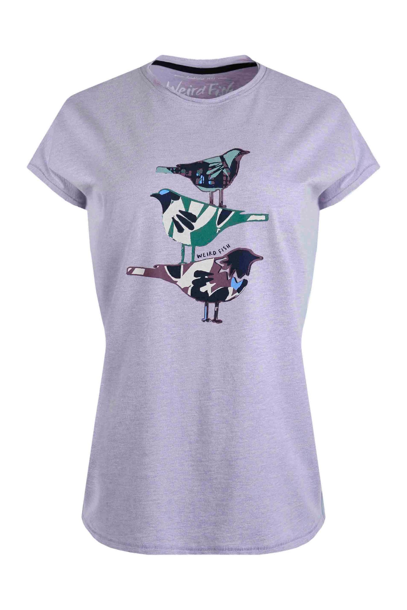 Weird Fish Fugol Organic Graphic T-Shirt Lilac Hint Size 14
