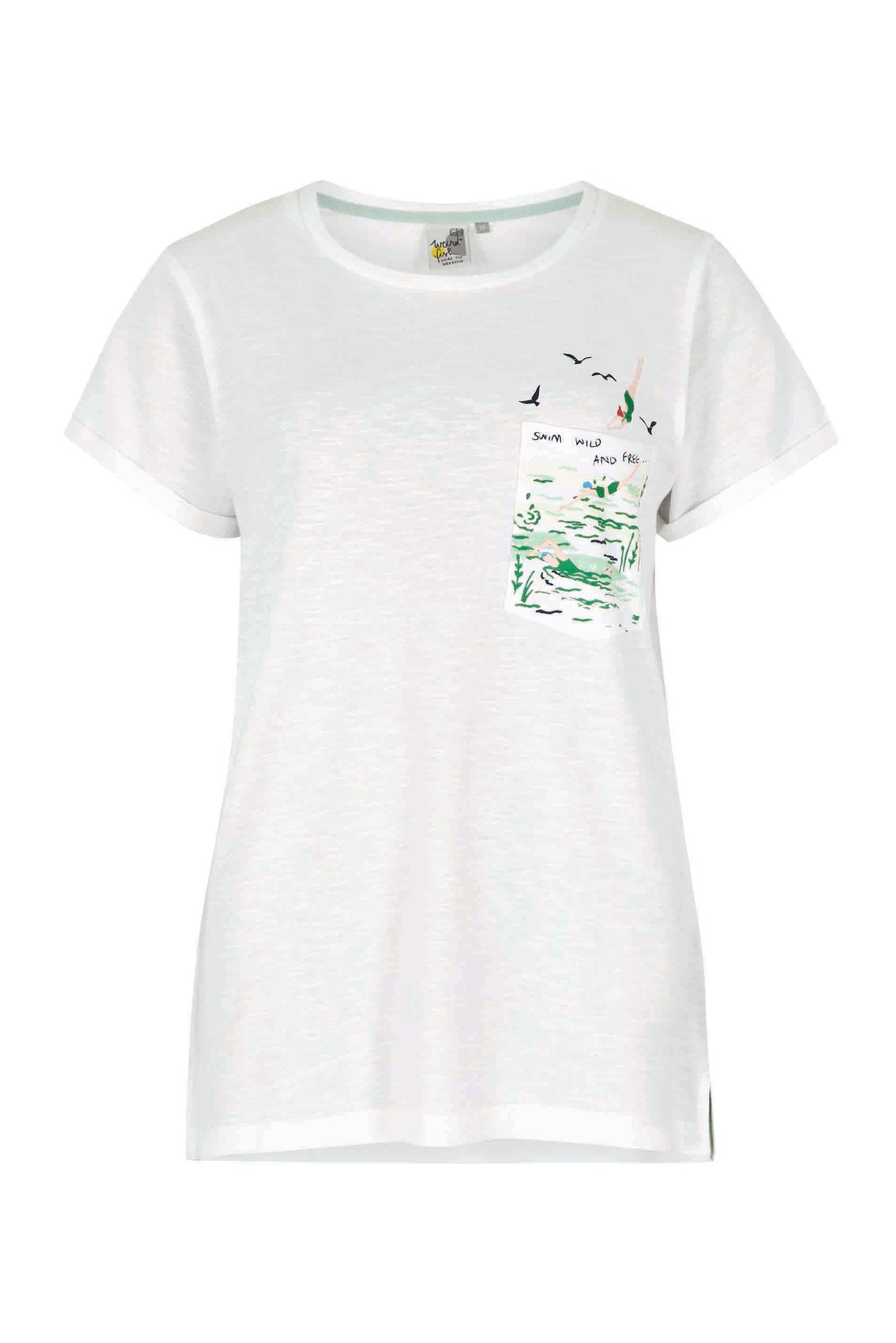 Weird Fish Wild Swimmers Organic Cotton T-Shirt White Size 22