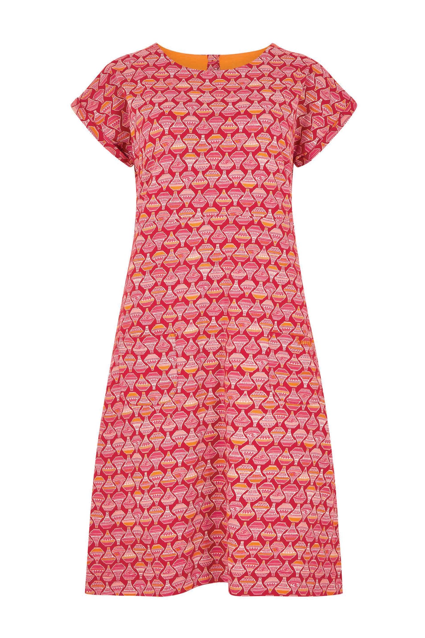 Weird Fish Tallahassee Organic Cotton Jersey Dress Barberry Red Marl Size 20