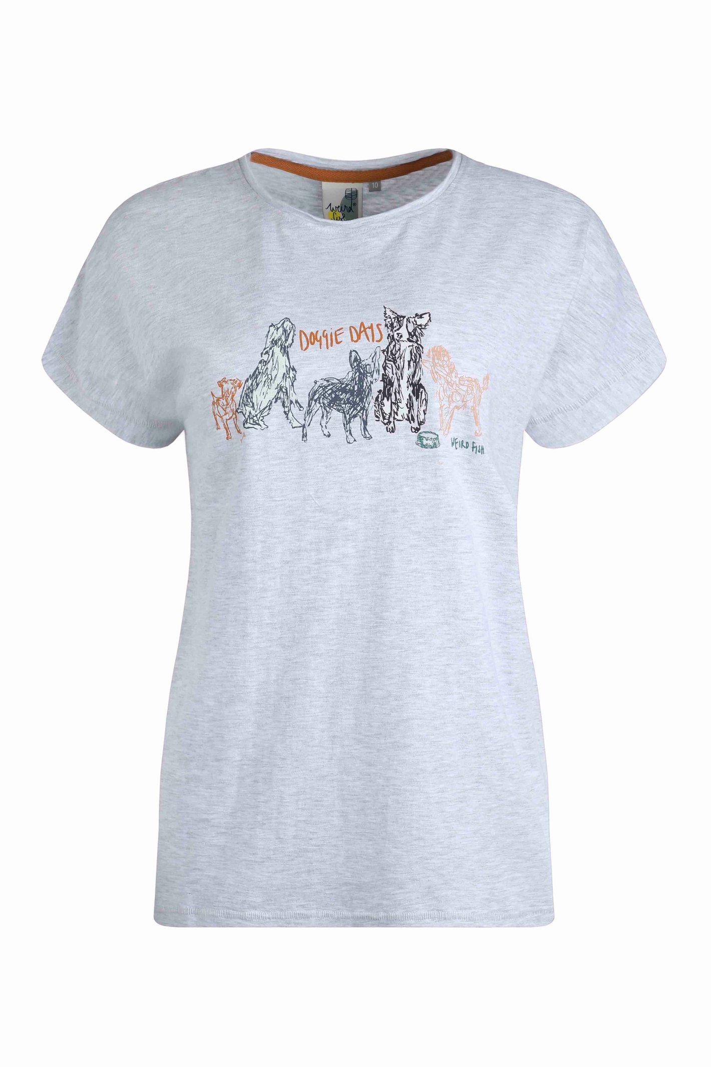 Weird Fish Doggie Day Organic Graphic T-Shirt Grey Marl Size 22