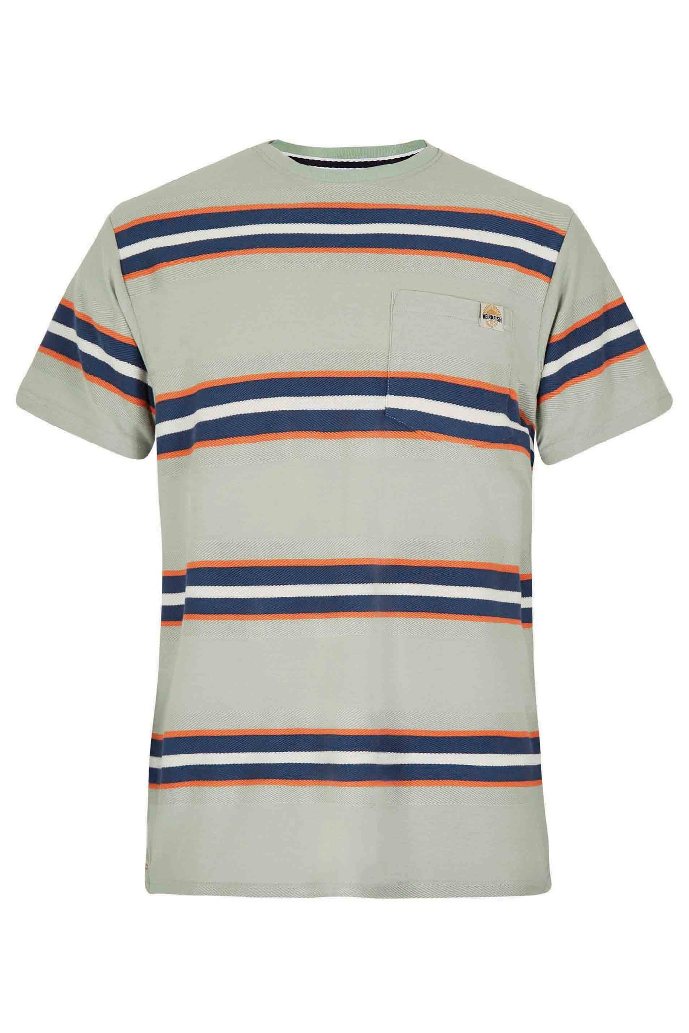 Weird Fish Littleton Organic Cotton Stripe T-Shirt Pistachio Size 2XL