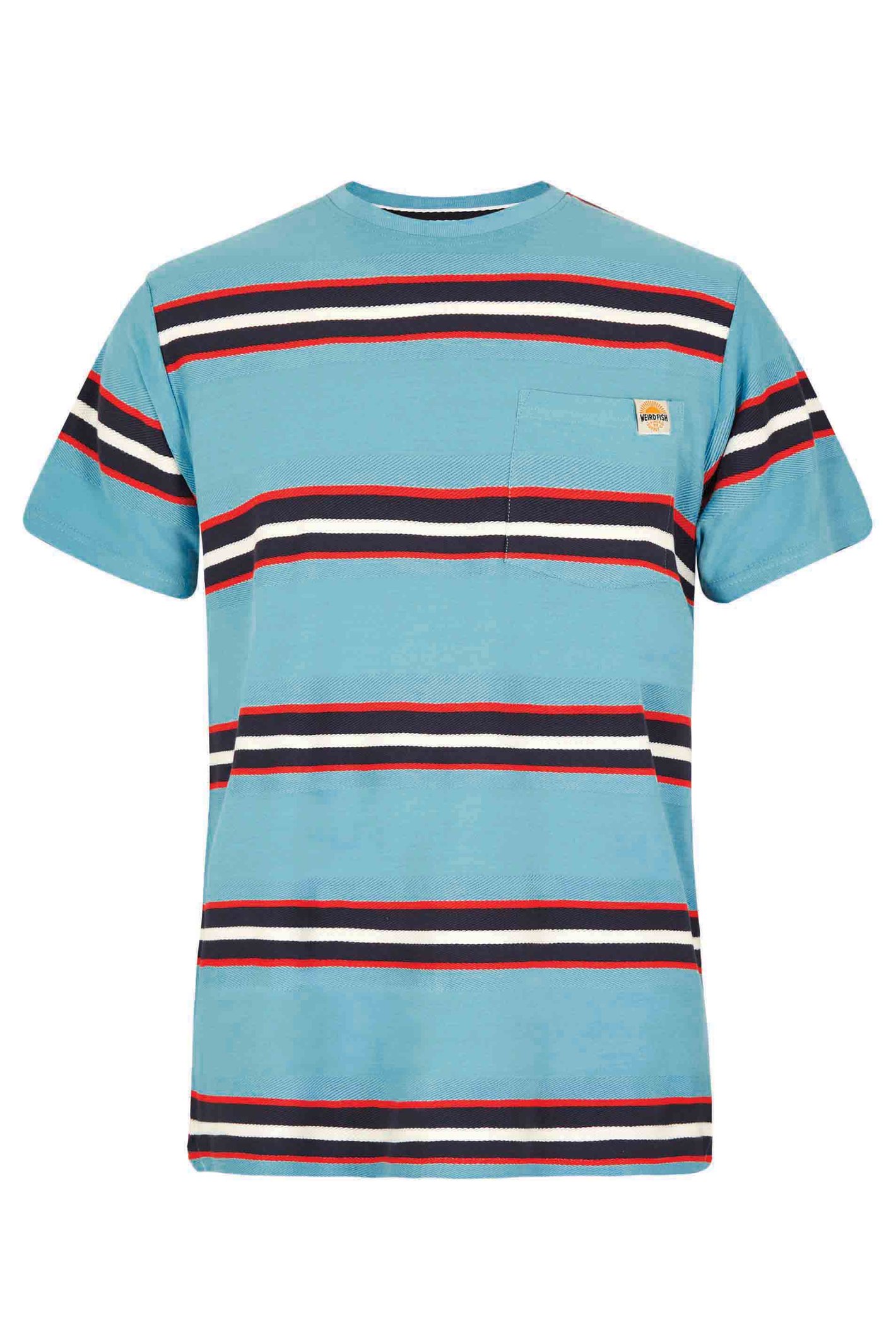 Weird Fish Littleton Organic Cotton Stripe T-Shirt Sky Blue Size M