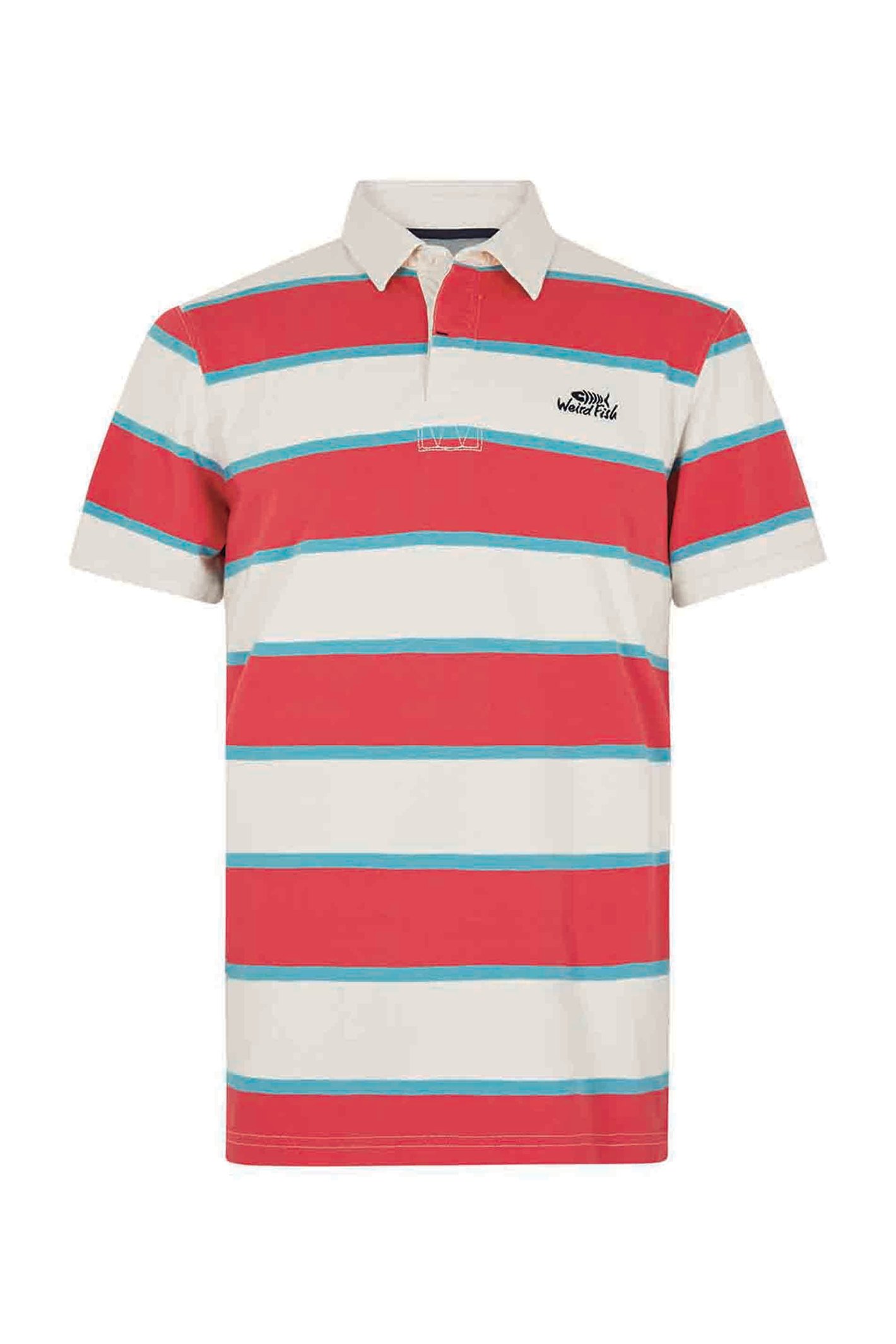Weird Fish Rossett Organic Cotton Short Sleeve Rugby Shirt Radical Red Size M