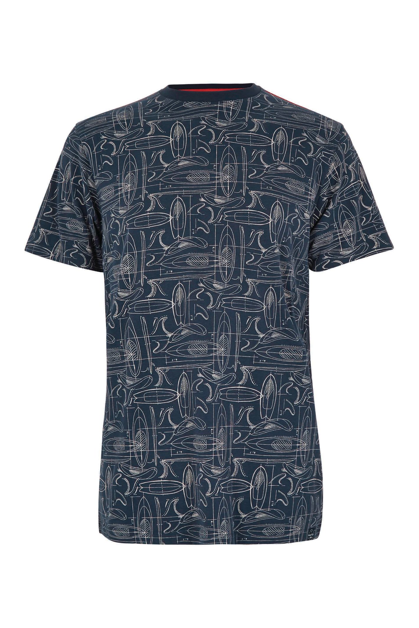 Weird Fish Howes Organic Cotton Printed T-Shirt Navy Size 3XL