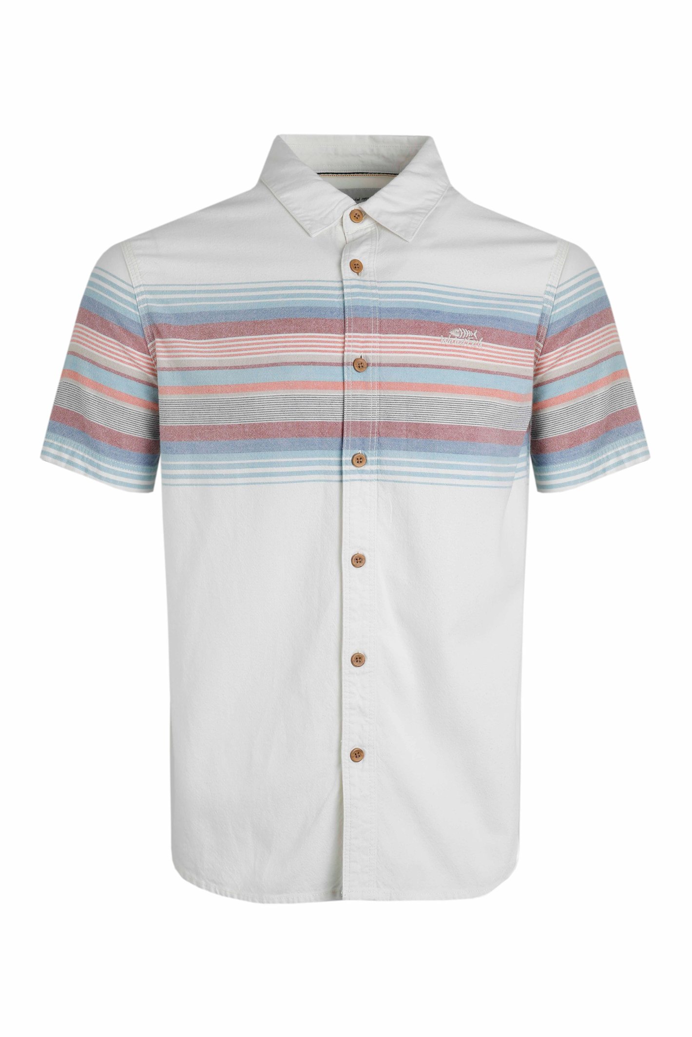 Weird Fish Bowfell Organic Cotton Chest Stripe Shirt Dusty White Size 3XL