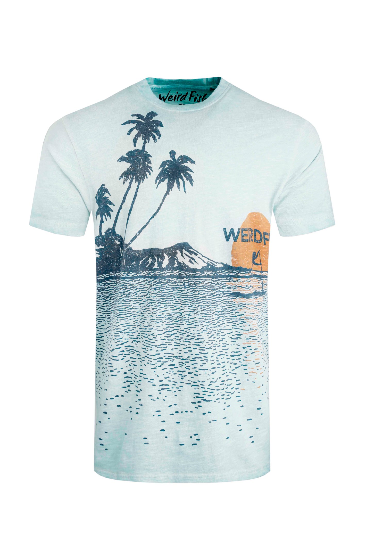 Weird Fish Sunlight Washed Out Slub T-Shirt Blue Surf Size S