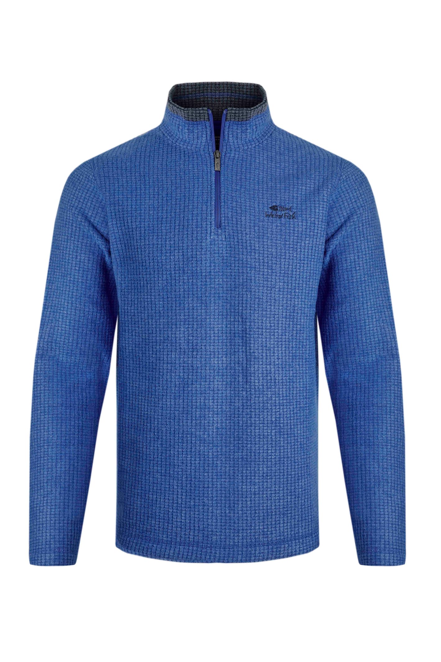 Weird Fish Newark Eco 1/4 Zip Grid Fleece Blue Size S