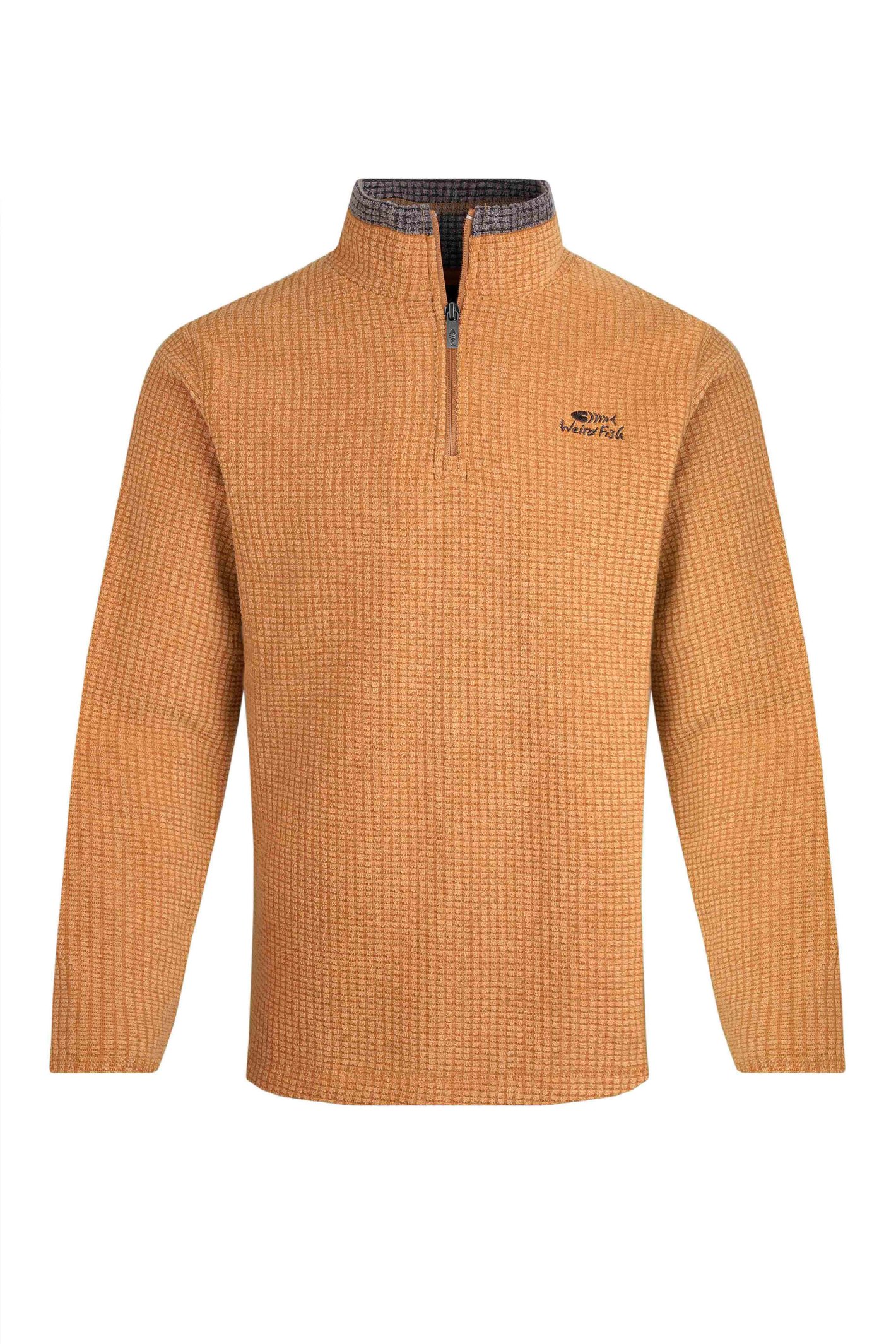 Weird Fish Newark Eco 1/4 Zip Grid Fleece Caramel Size L