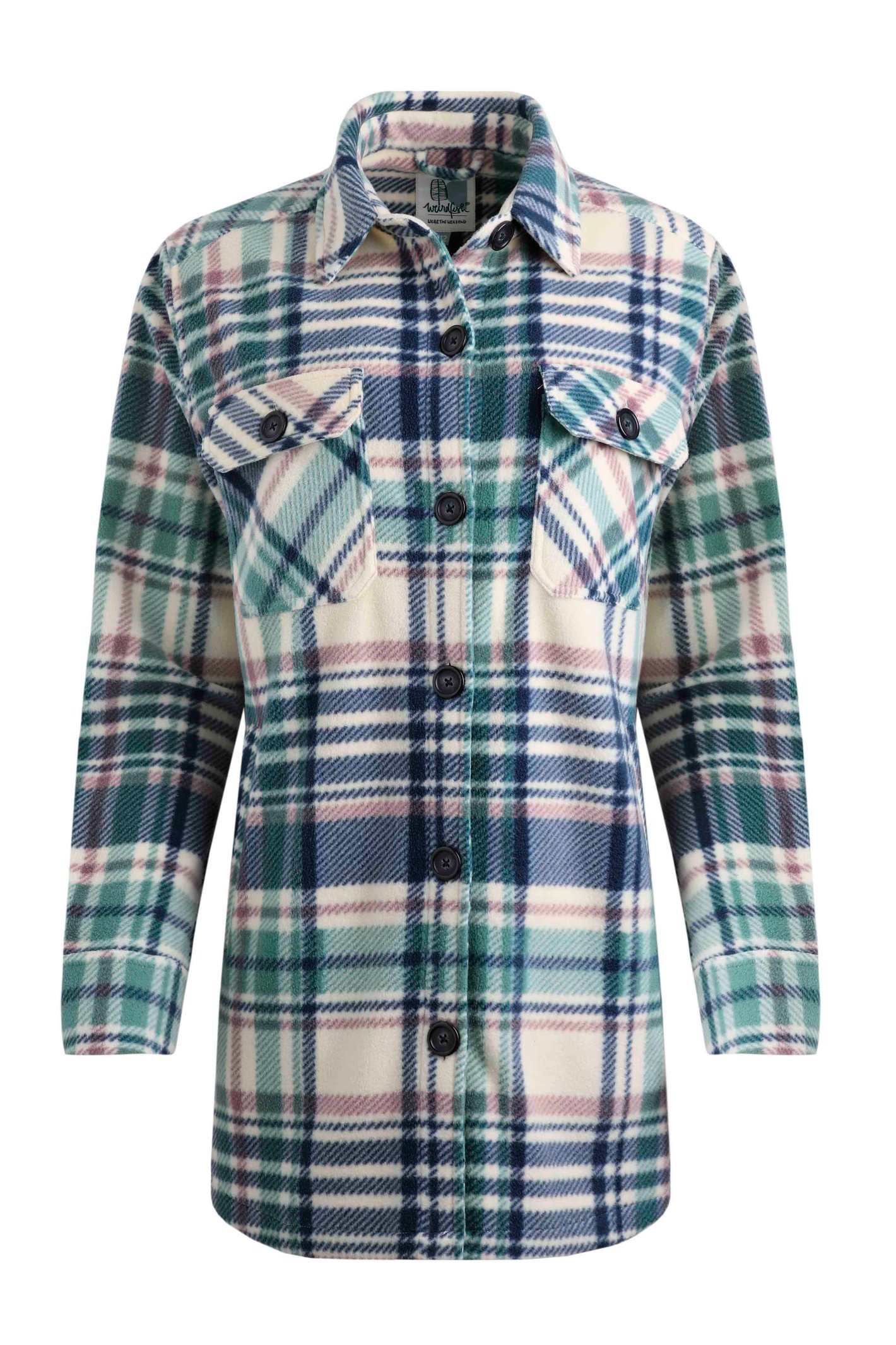 Weird Fish Autumn Oversized Check Fleece Shacket Dark Jade Size 10