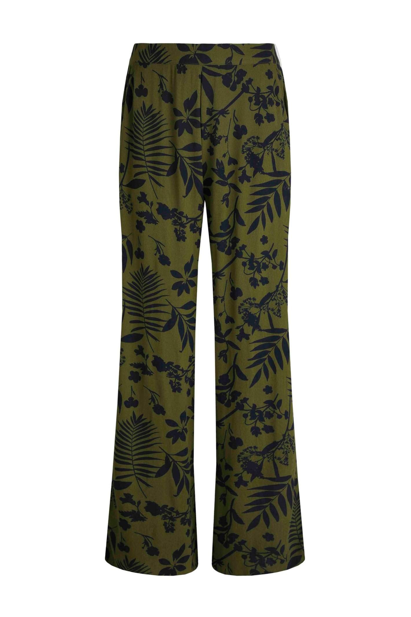 Weird Fish Walda Lenzing™ EcoVero™ Viscose Printed Wide Leg Trousers Olive Green Size 18