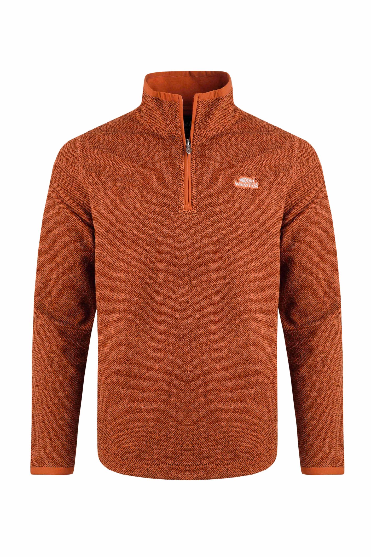 Weird Fish Errill 1/4 Zip Textured Fleece Brick Orange Size S