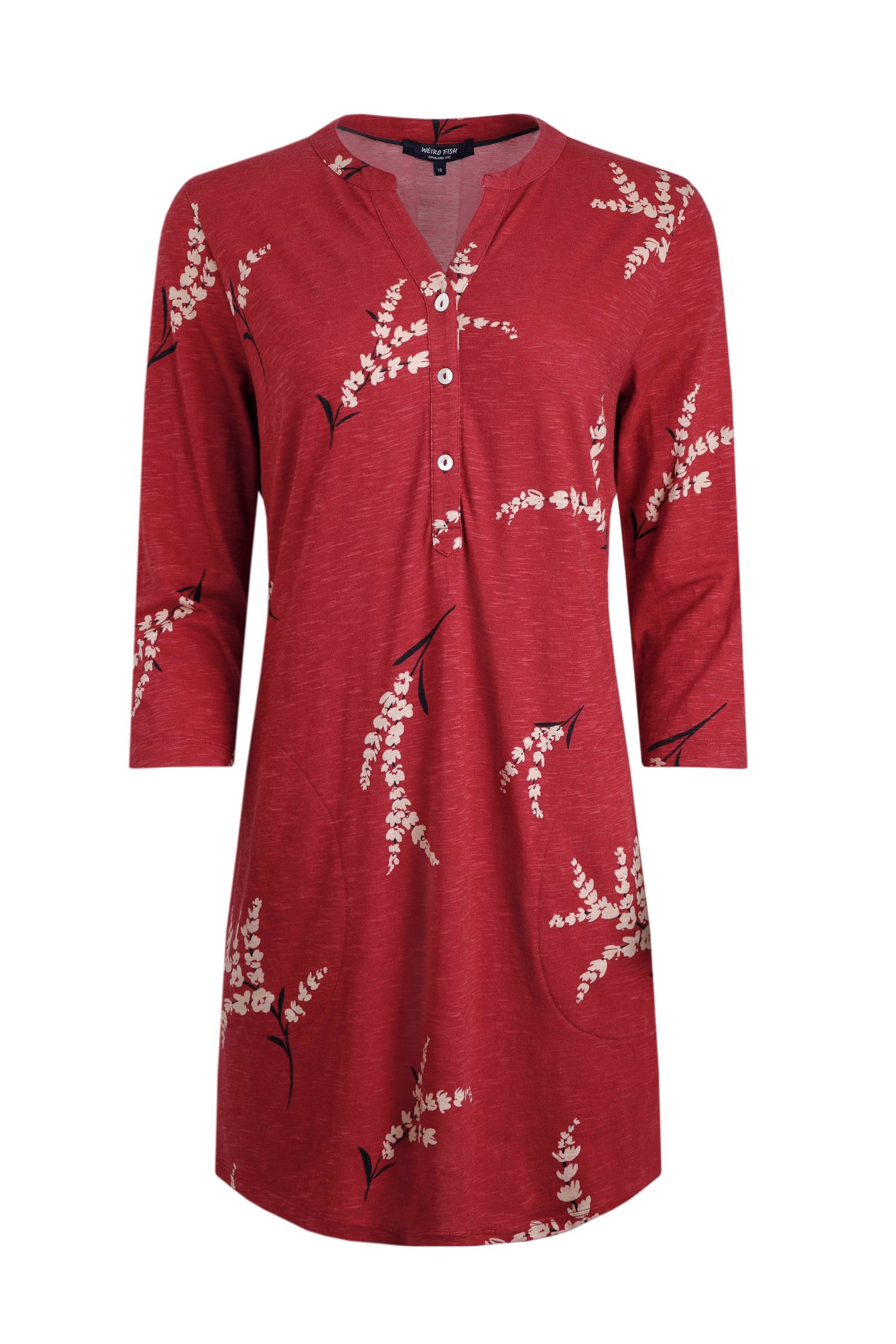 Weird Fish Ava Printed Slub Tunic Red Size 18