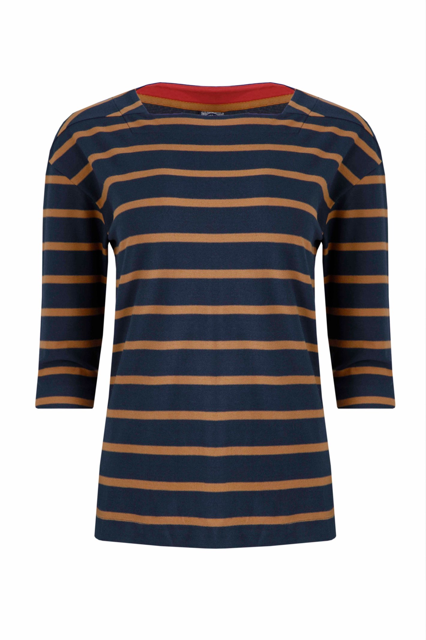 Weird Fish Rommie Organic Cotton Square Neck Stripe T-Shirt Navy Size 8