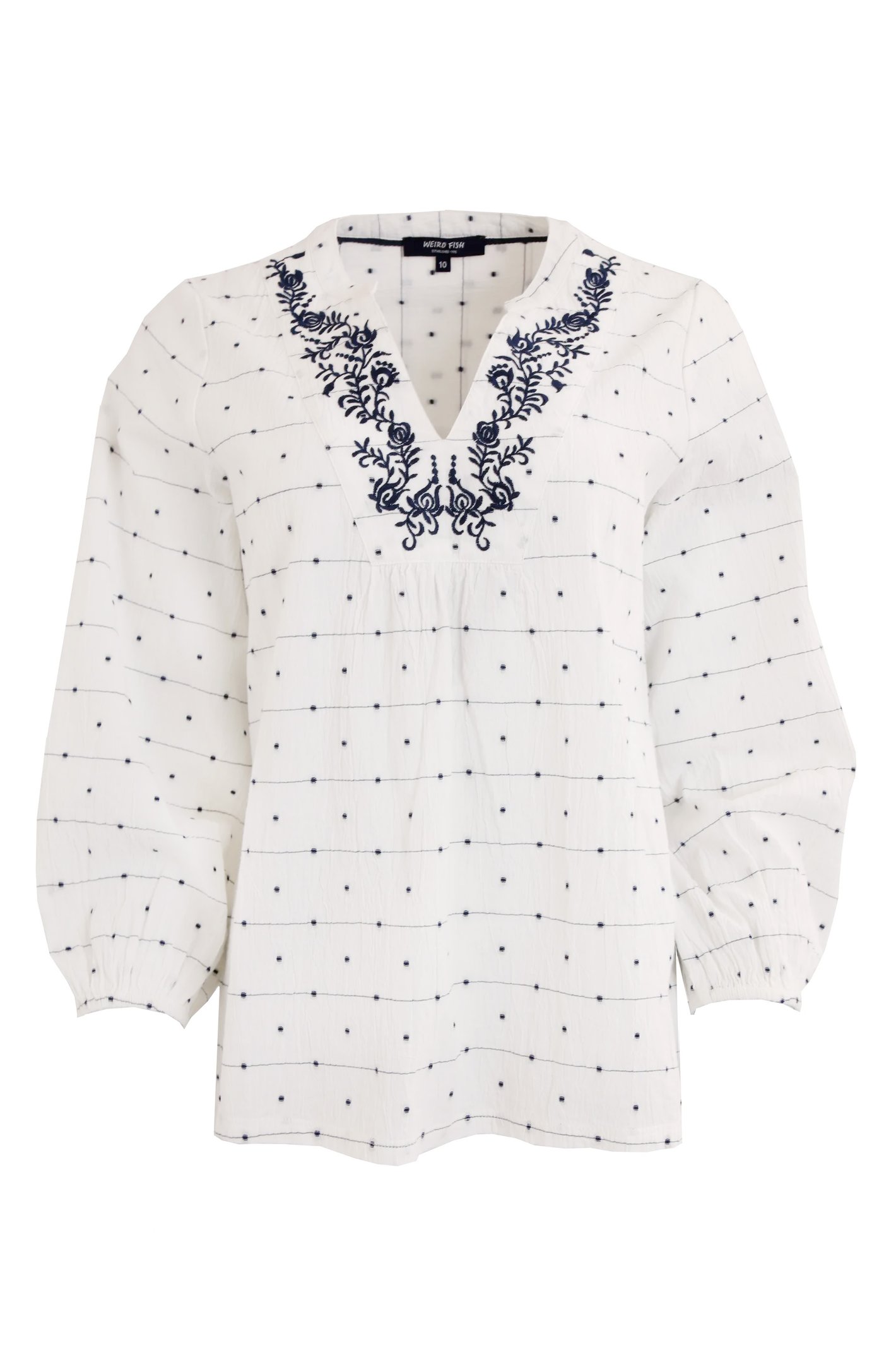 Weird Fish Olivia Cotton Dobby Blouse White Size 8