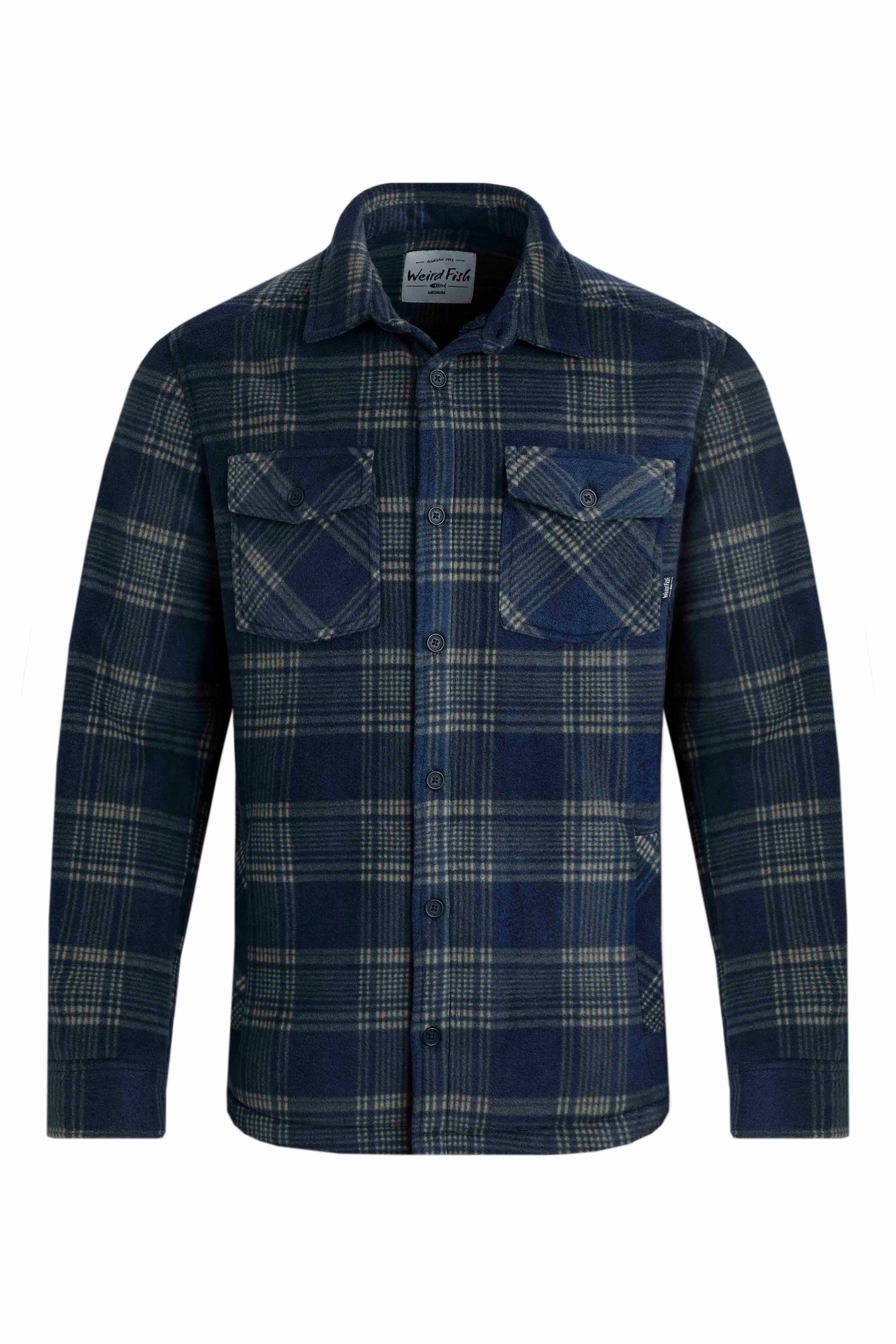 Weird Fish Tyburn Check Fleece Shacket Navy Size 2XL