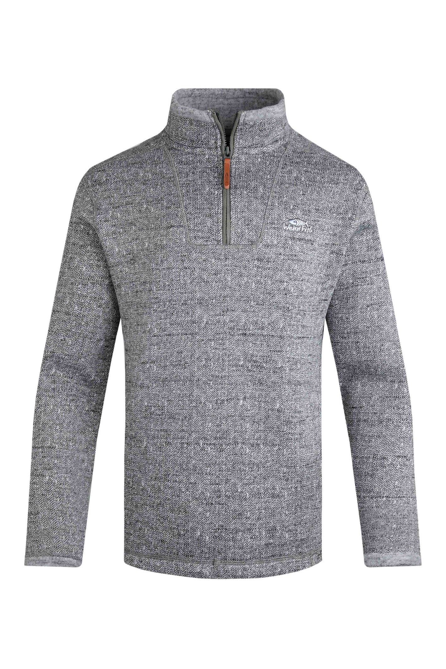 Weird Fish Robins Eco 1/4 Zip Heringbone Soft Knit Storm Grey Size 5XL
