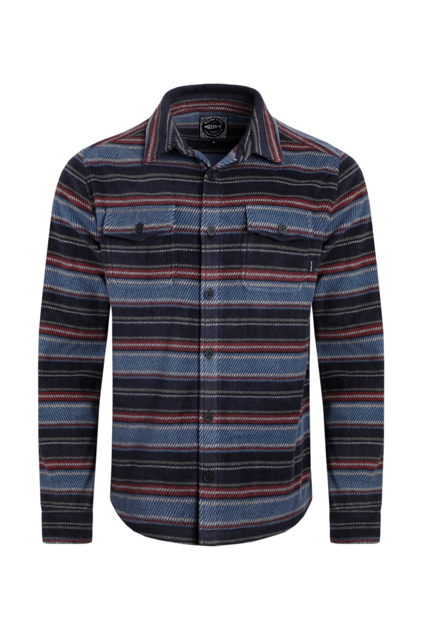 Weird Fish Cypress Striped Fleece Shirt  Midnight Size S