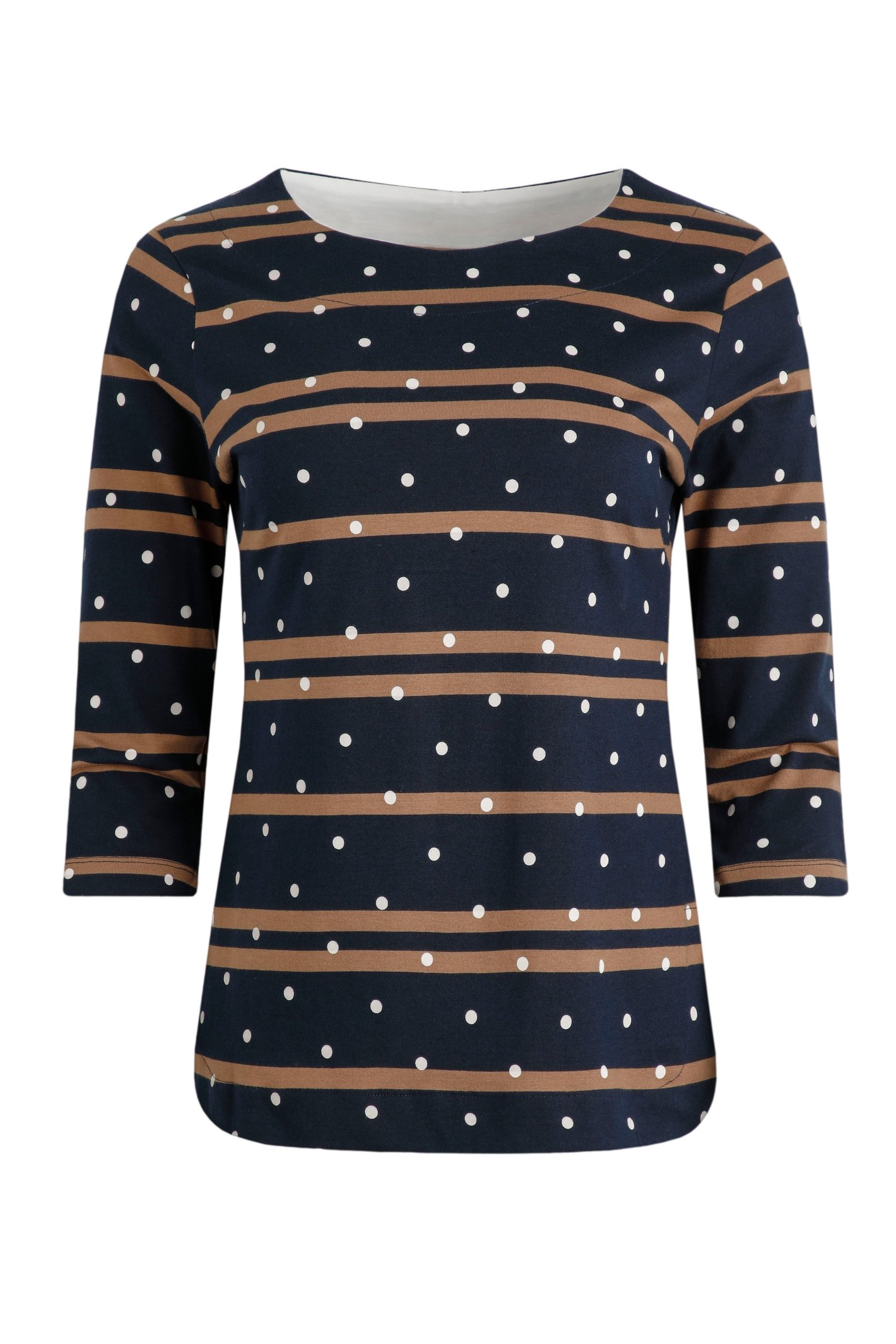 Weird Fish Cecily Organic Cotton Stripe Jersey T-Shirt Navy Size 12