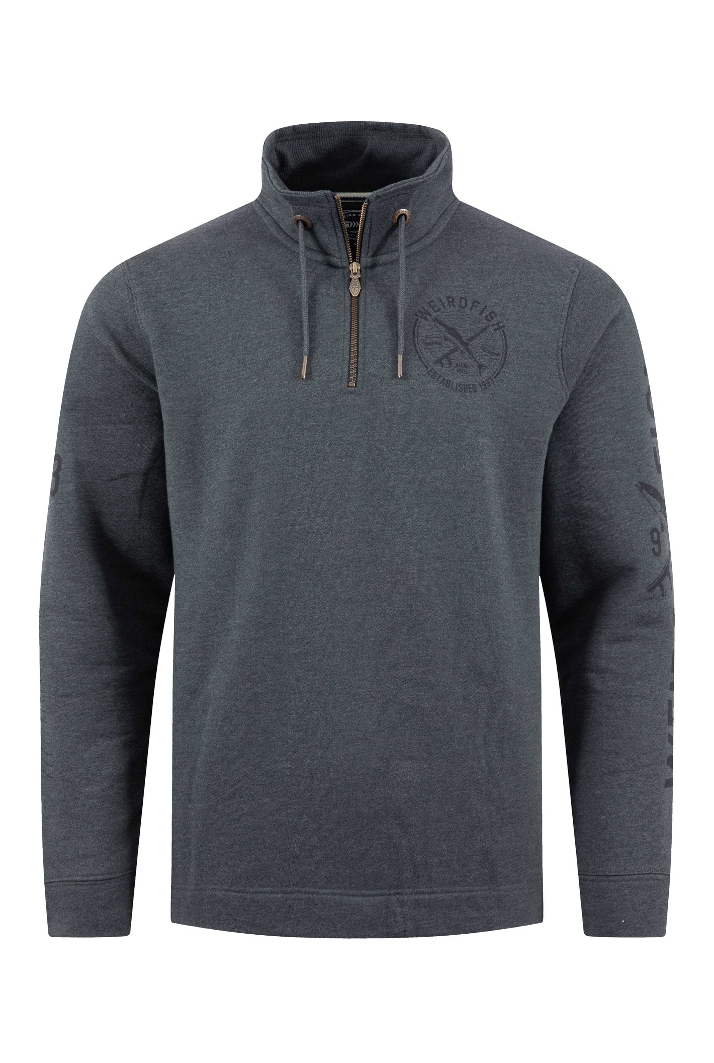 Weird Fish Oakville Eco 1/4 Zip Graphic Sweatshirt Navy