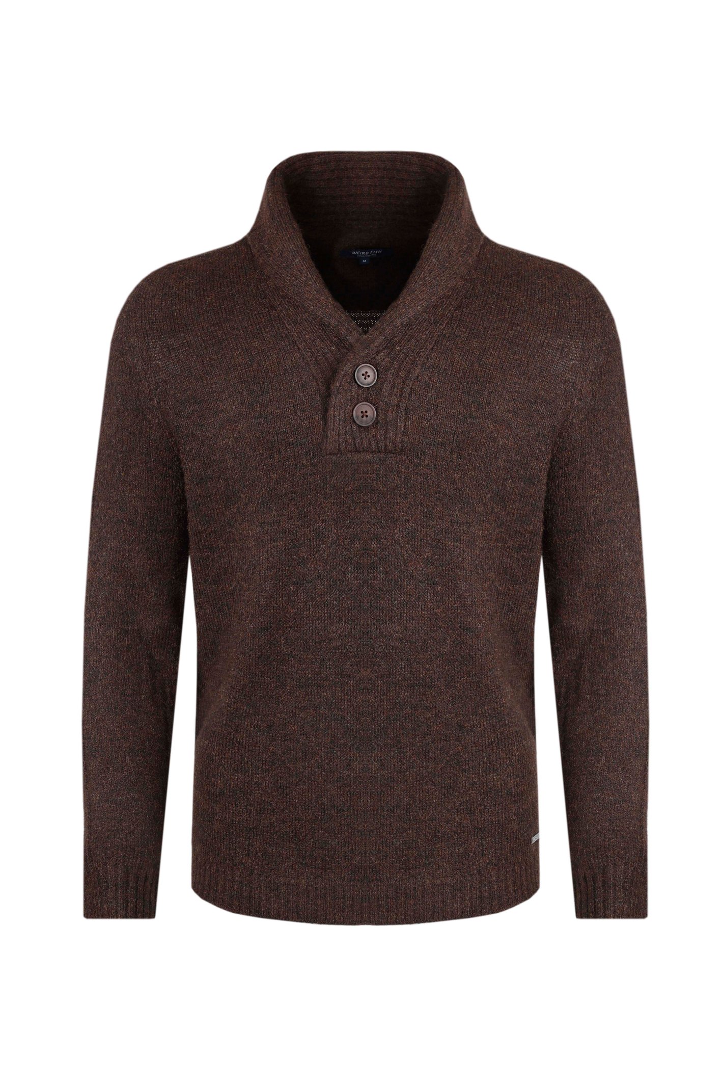 Weird Fish Graham Eco Shawl Collar Jumper Chocolate Size 2XL