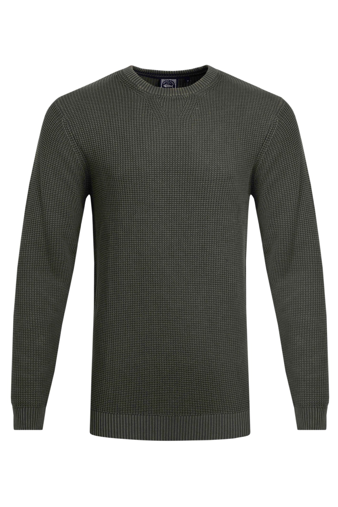 Weird Fish Easton Waffle Crew Neck Jumper Fir Green Size XL