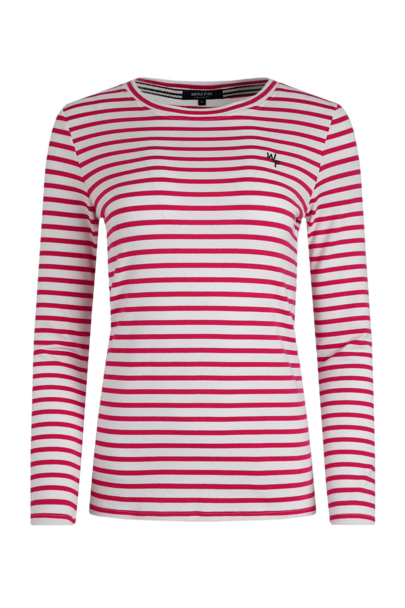 Weird Fish Sally Striped Organic Cotton T-Shirt Dark Raspberry Size 20