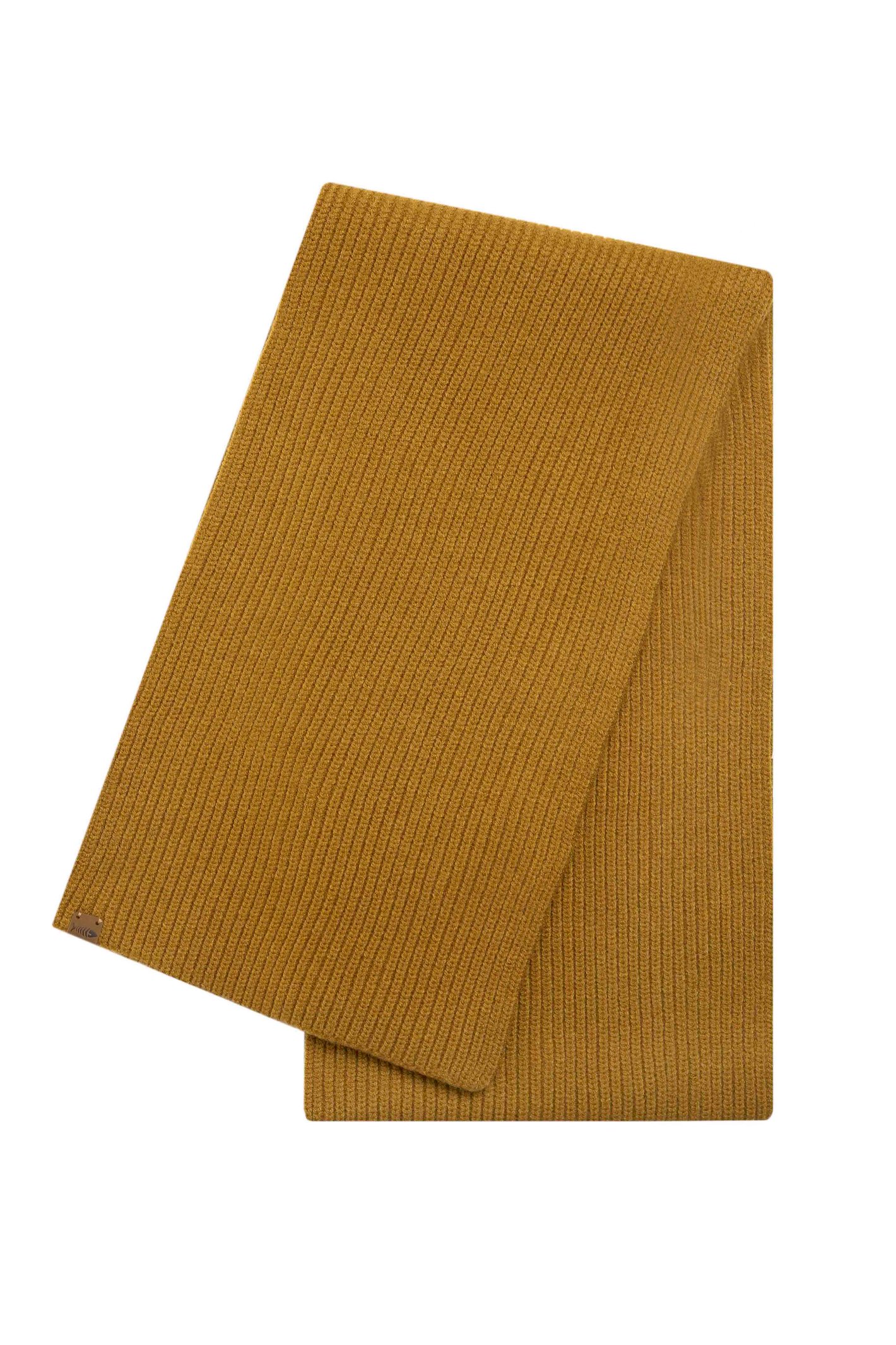 Weird Fish Stornoway Ribbed Scarf Caramel Size ONE