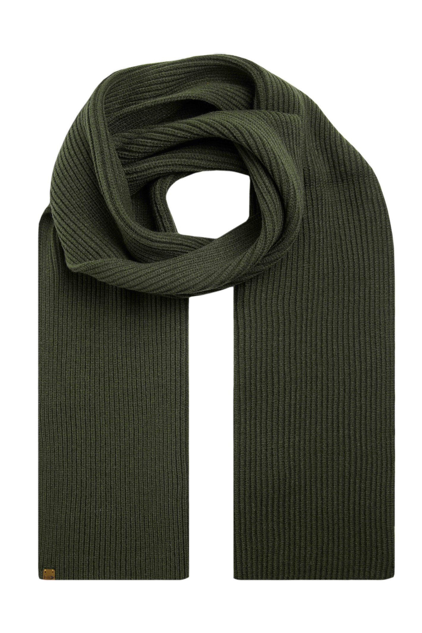 Weird Fish Stornoway Ribbed Scarf Fir Green Size ONE