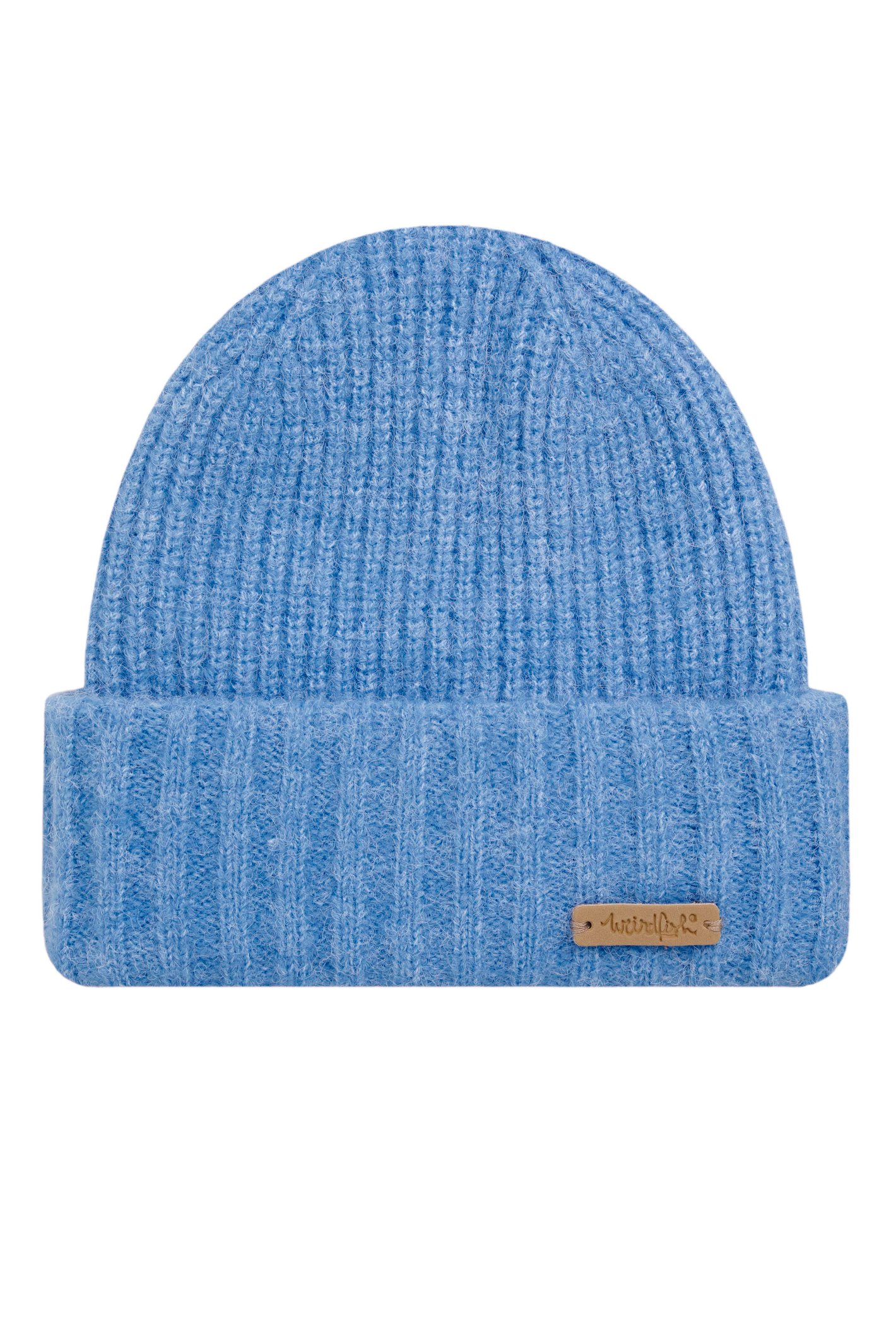 Weird Fish Neve Ribbed Beanie Hat Cool Blue Size ONE