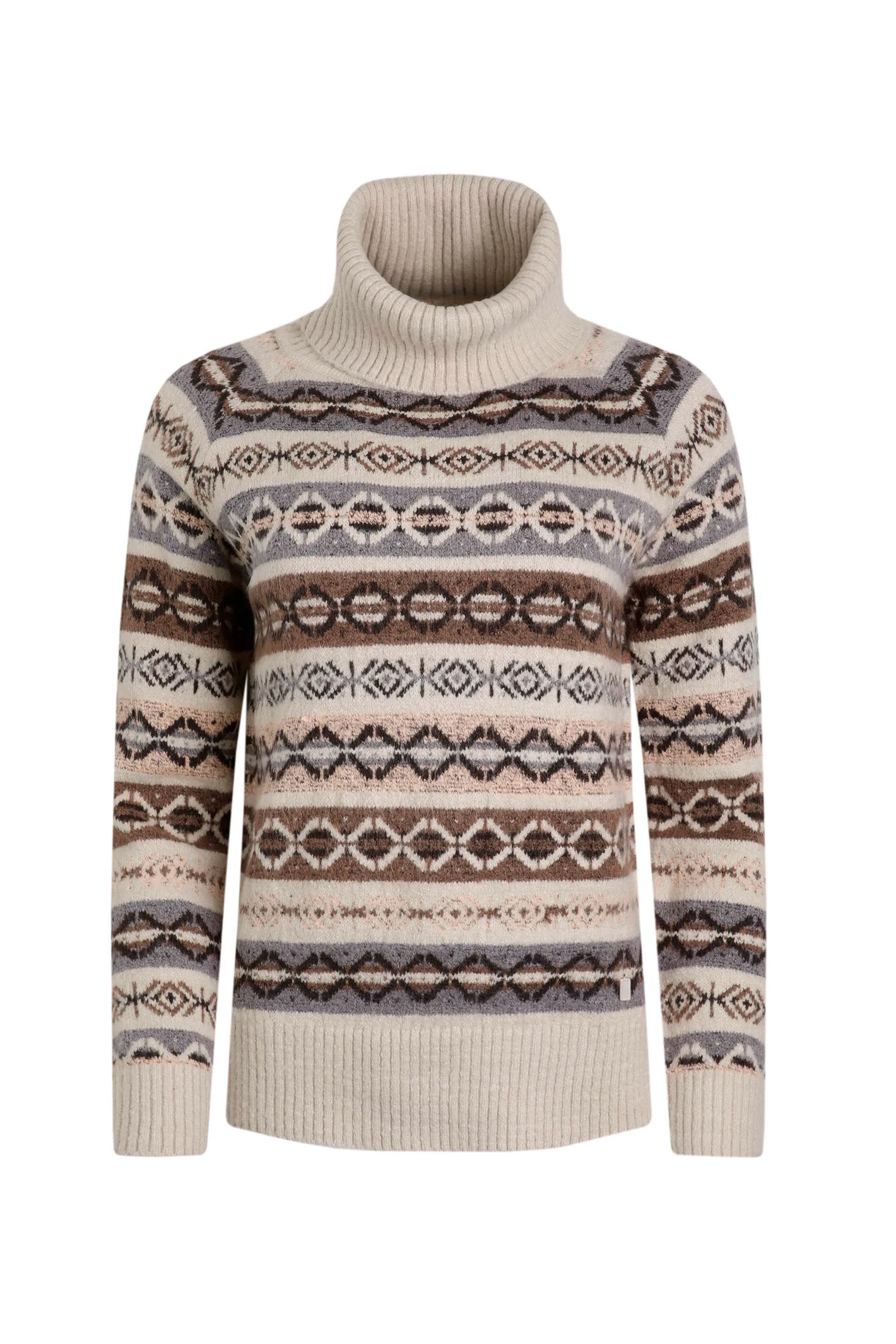 Weird Fish Annecy Eco Fair Isle Roll Neck Jumper Ecru Size 8