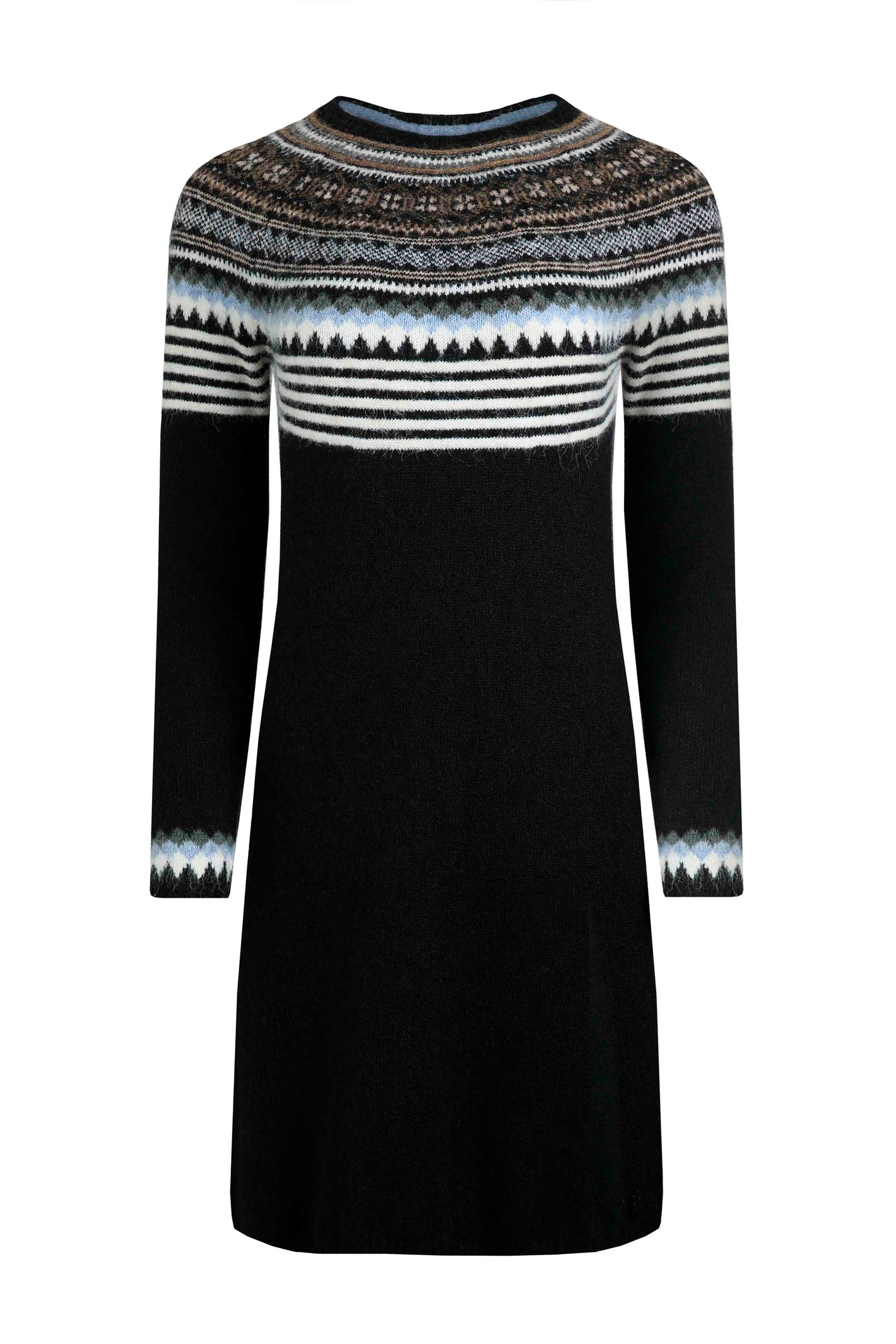 Weird Fish Blakely Eco Fair Isle Knitted Dress Anthracite Size 8