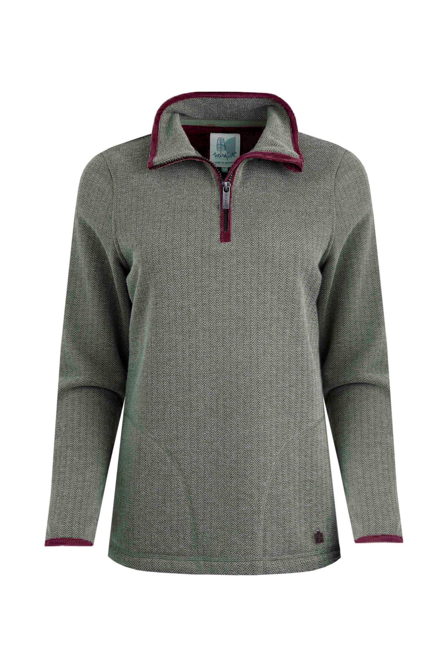 Weird Fish Lilie Eco 1/4 Zip Herringbone Fleece Dark Olive Size 22